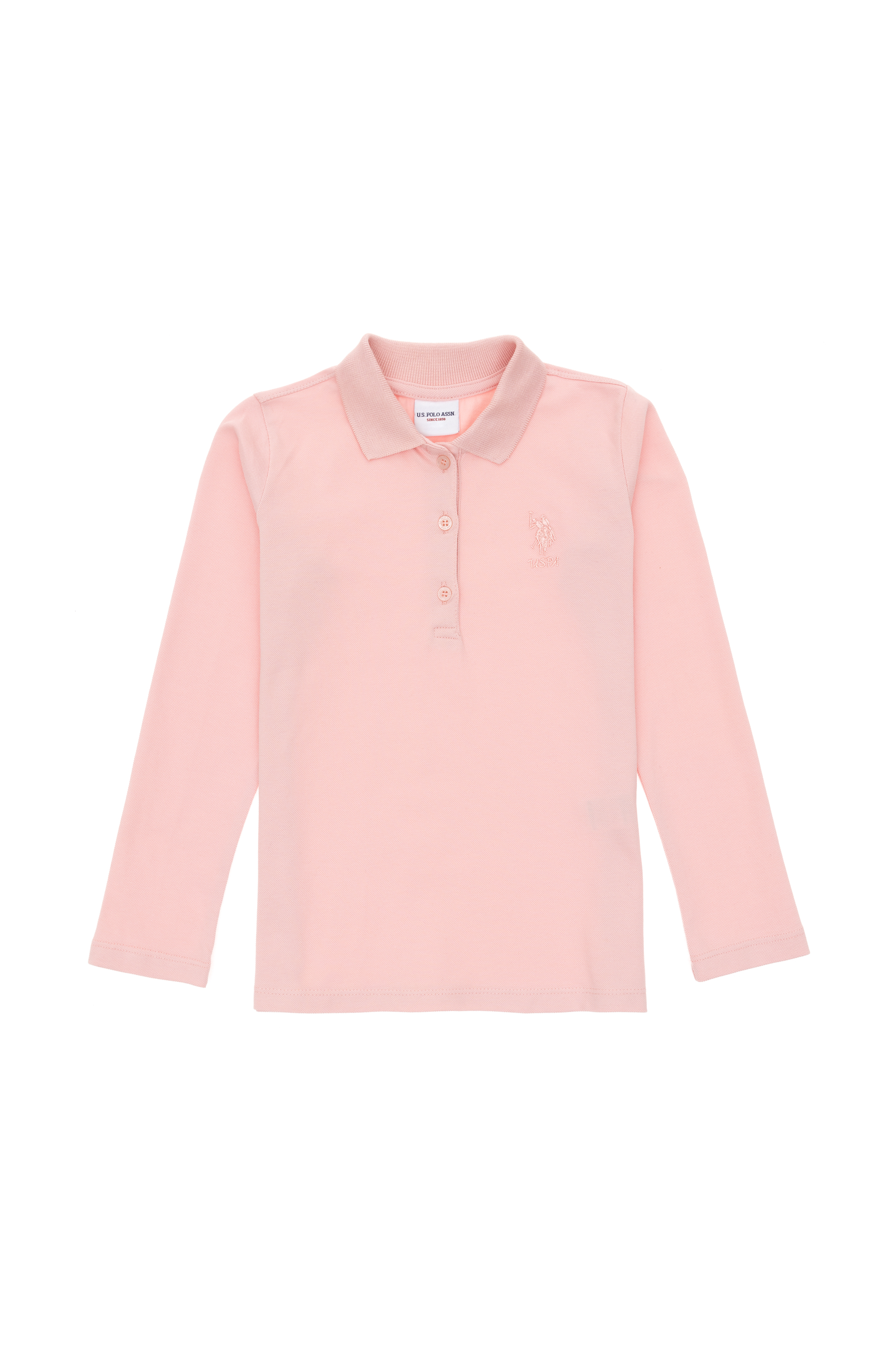 سویشرت یقه پولو بیسیک یقه پولو صورتی رگولار آستین بلند دخترانه یو اس پولو | US POLO ASSN