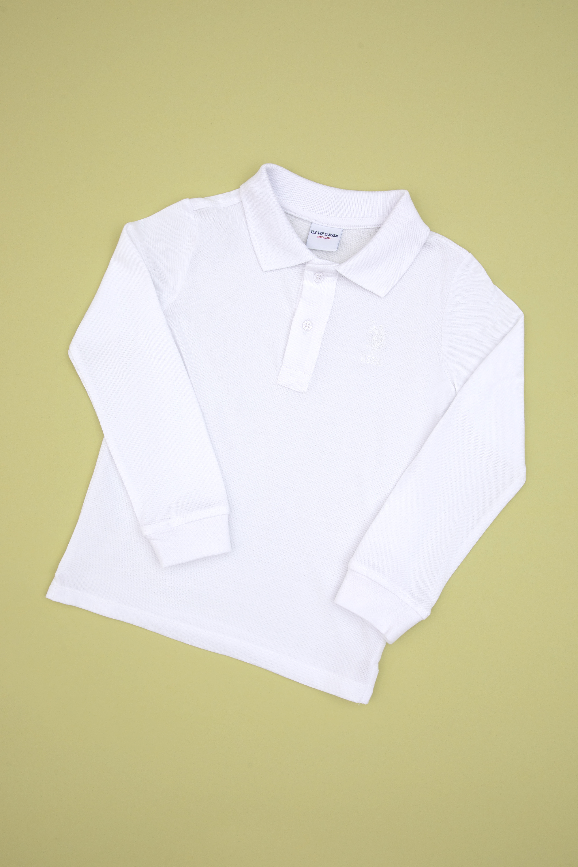 سویشرت یقه پولو بیسیک سفید رگولار پسرانه یو اس پولو | US POLO ASSN