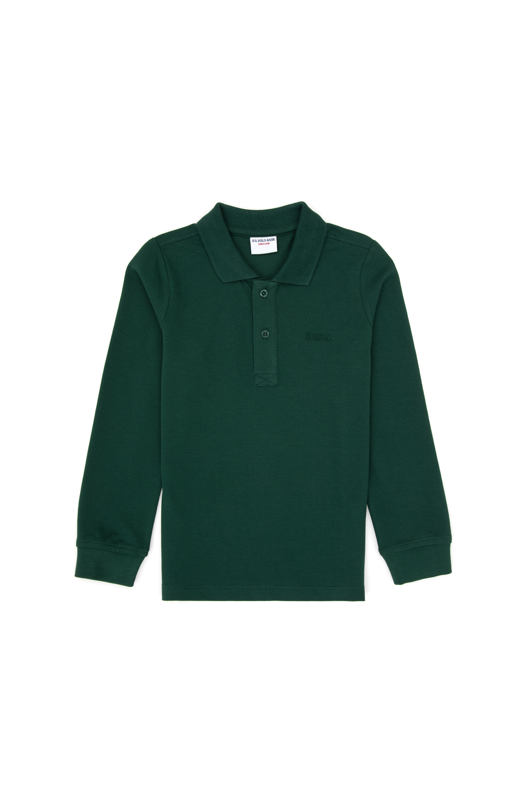 سویشرت یقه پولو بیسیک سبز تیره رگولار پسرانه یو اس پولو | US POLO ASSN