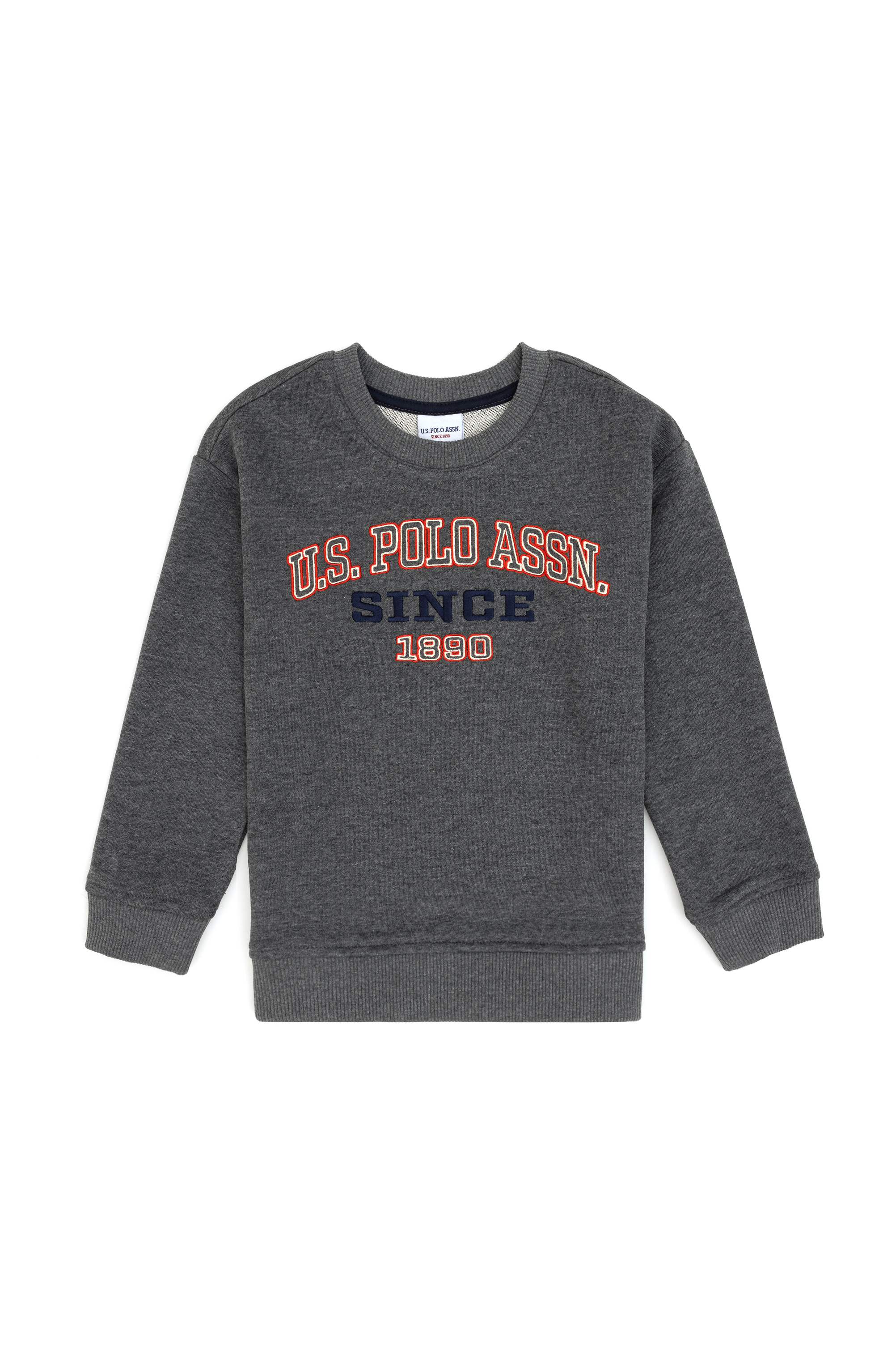سویشرت یقه گرد زغالی ملانژ ریلکس پسرانه یو اس پولو | US POLO ASSN