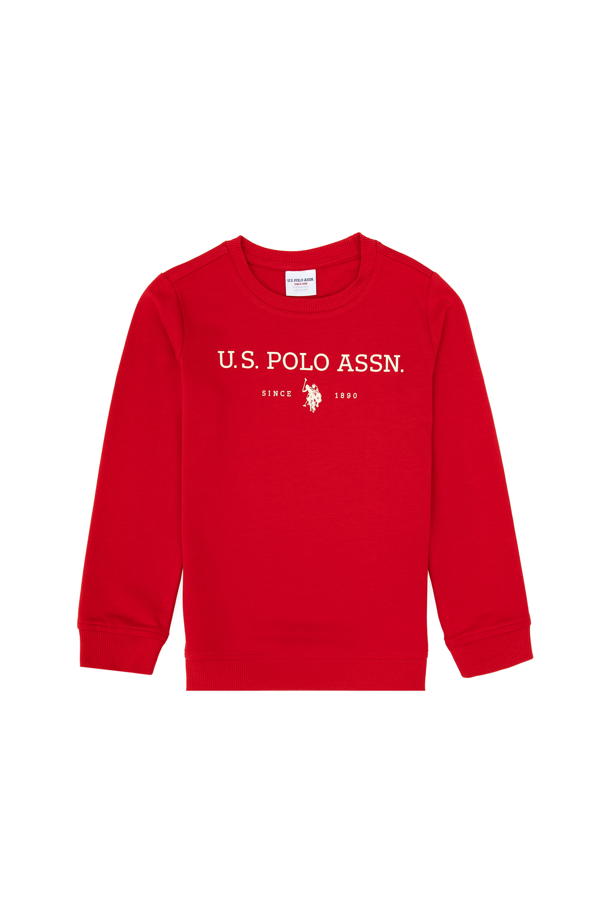 سویشرت یقه گرد قرمز رگولار پسرانه یو اس پولو | US POLO ASSN