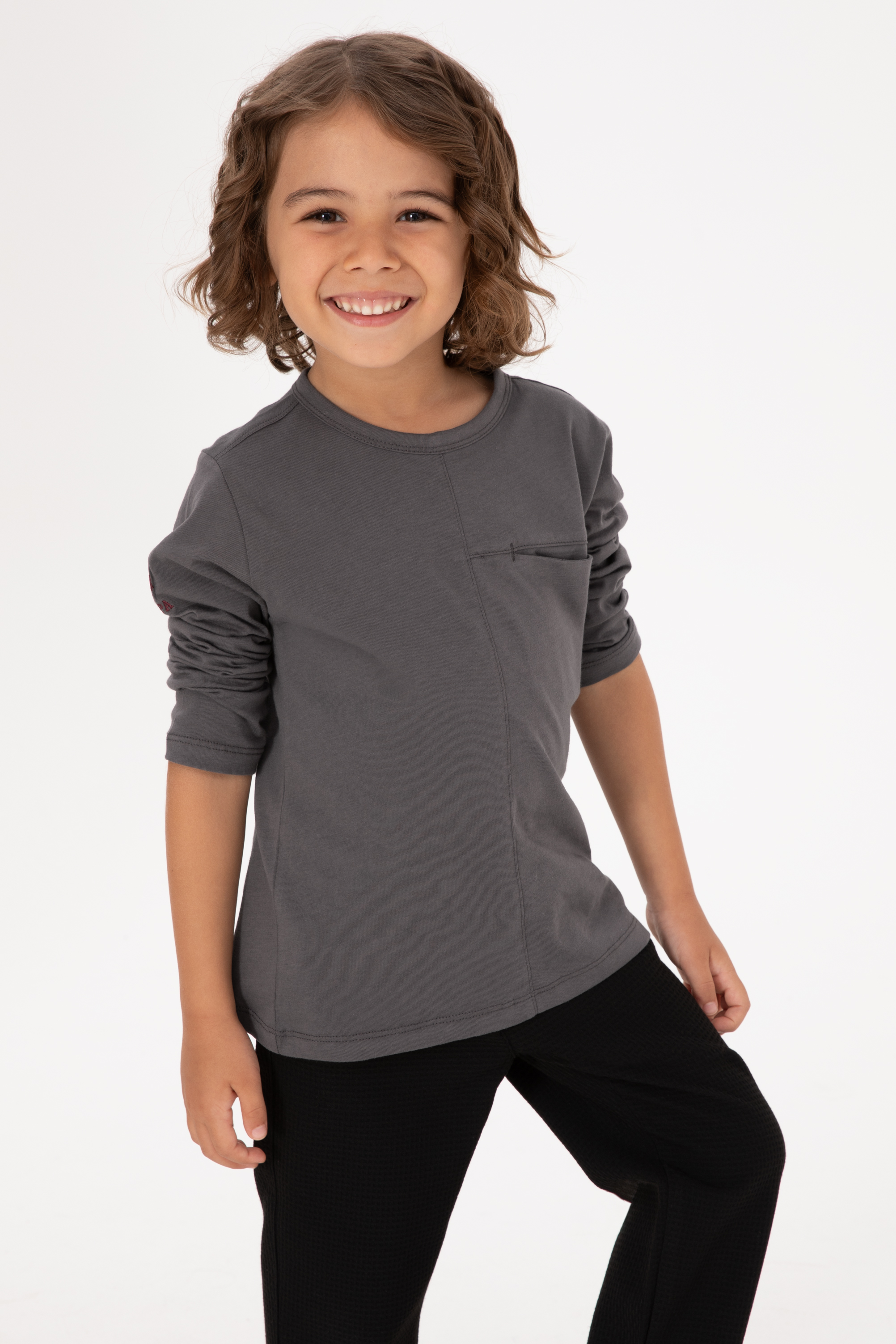 سویشرت یقه گرد خاکستری رگولار پسرانه یو اس پولو | US POLO ASSN