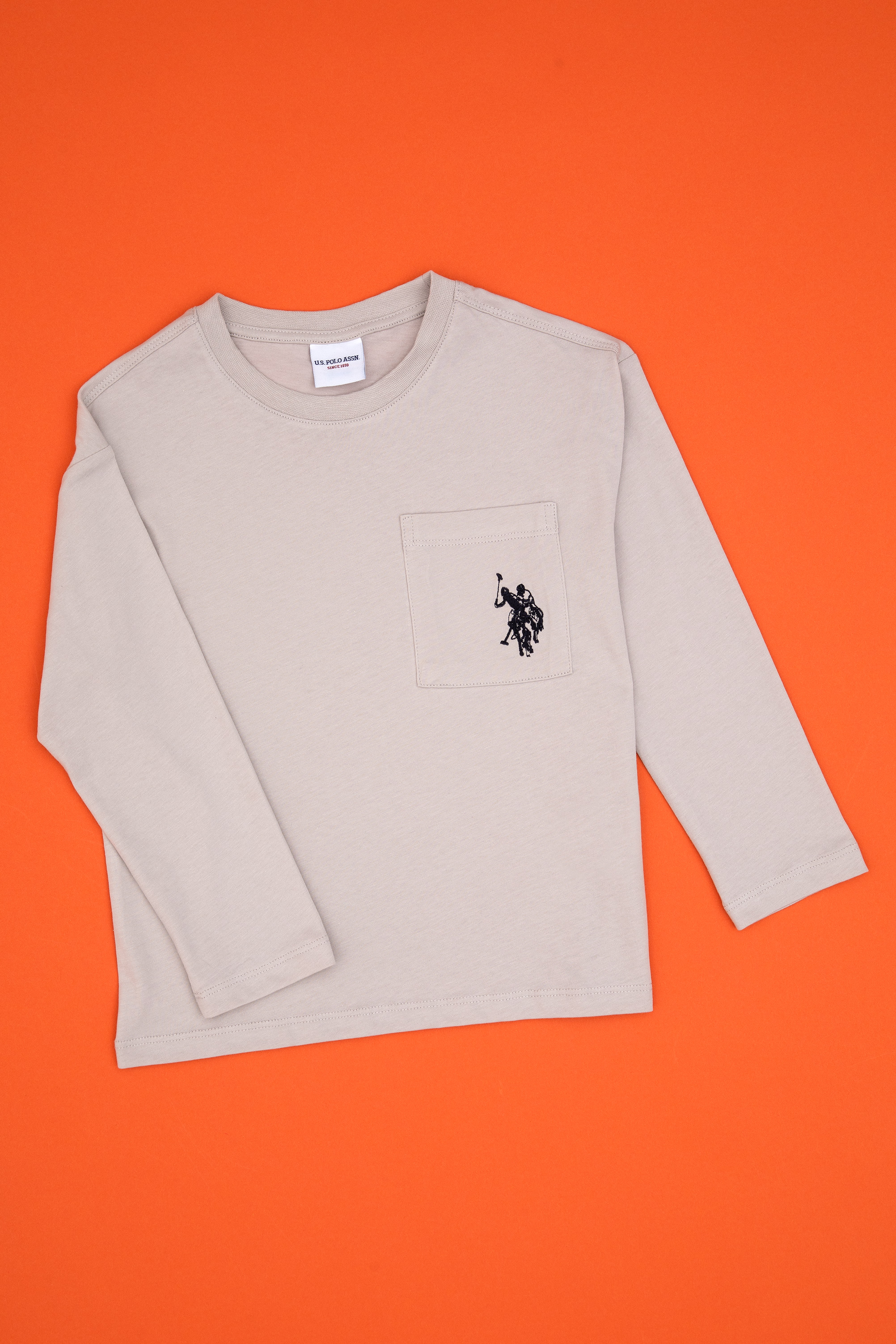 سویشرت یقه گرد خاکستری ریلکس پسرانه یو اس پولو | US POLO ASSN