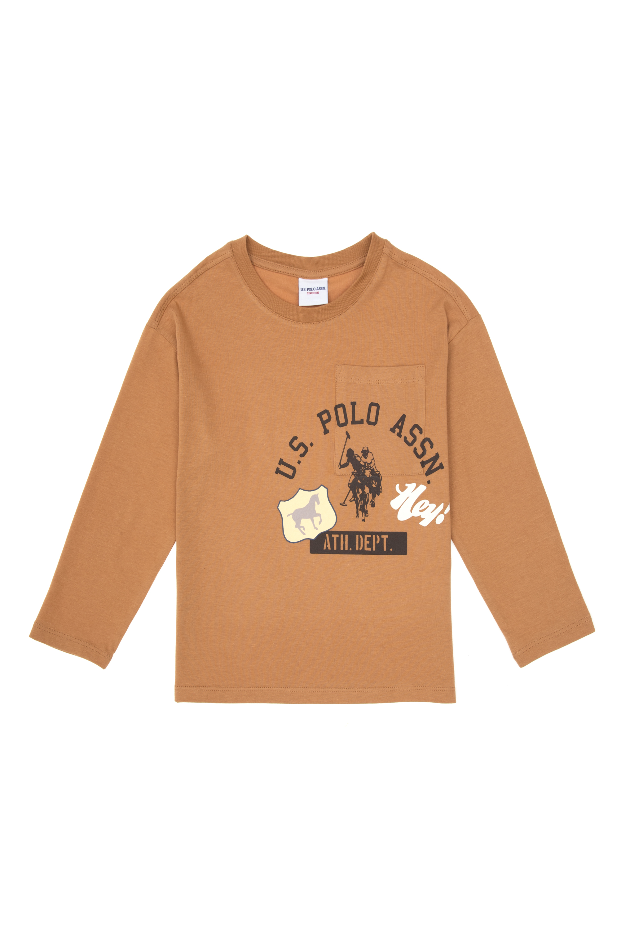 سویشرت یقه گرد شتری ریلکس پسرانه یو اس پولو | US POLO ASSN