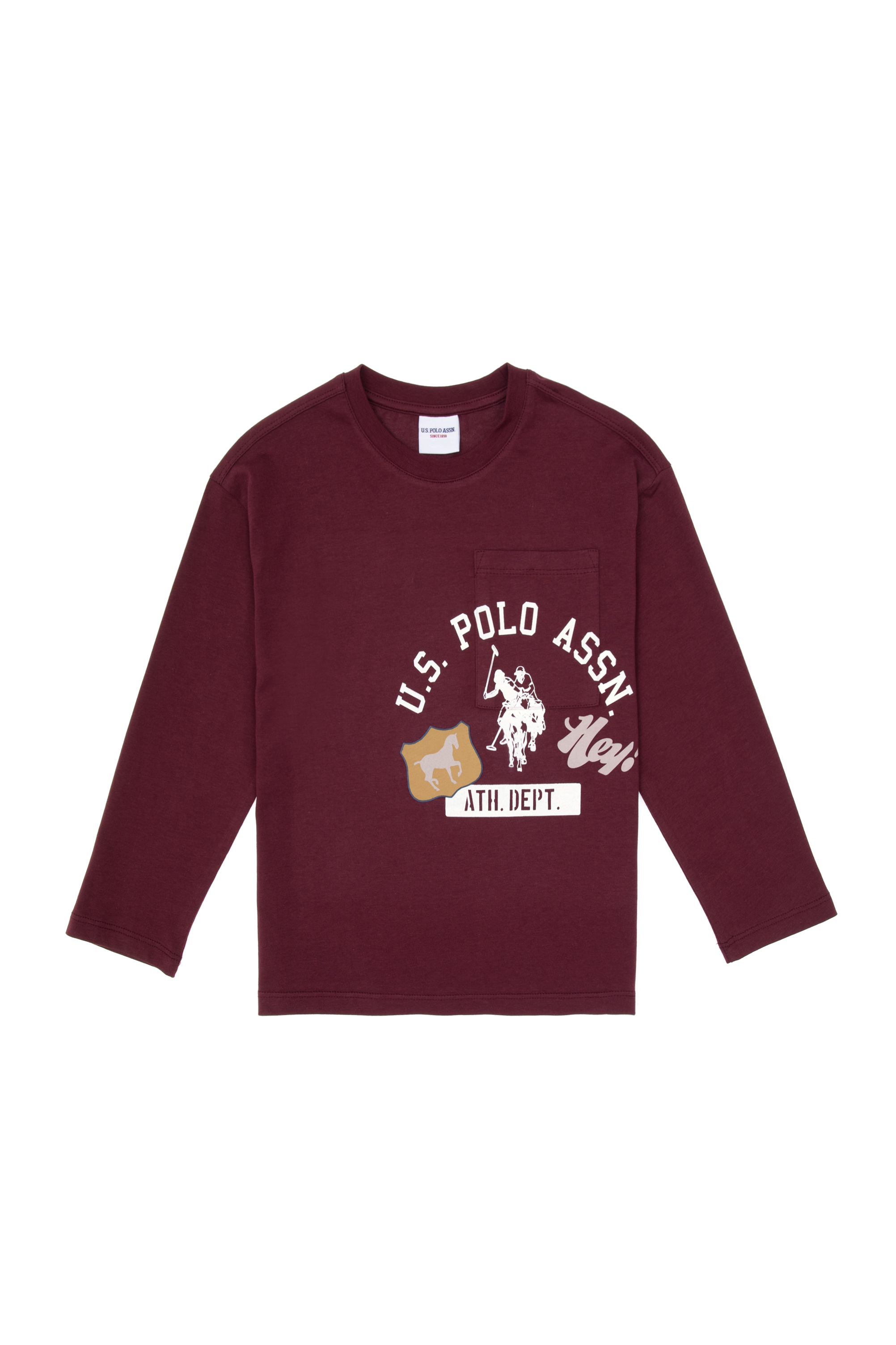 سویشرت یقه گرد آلبالویی ریلکس پسرانه یو اس پولو | US POLO ASSN