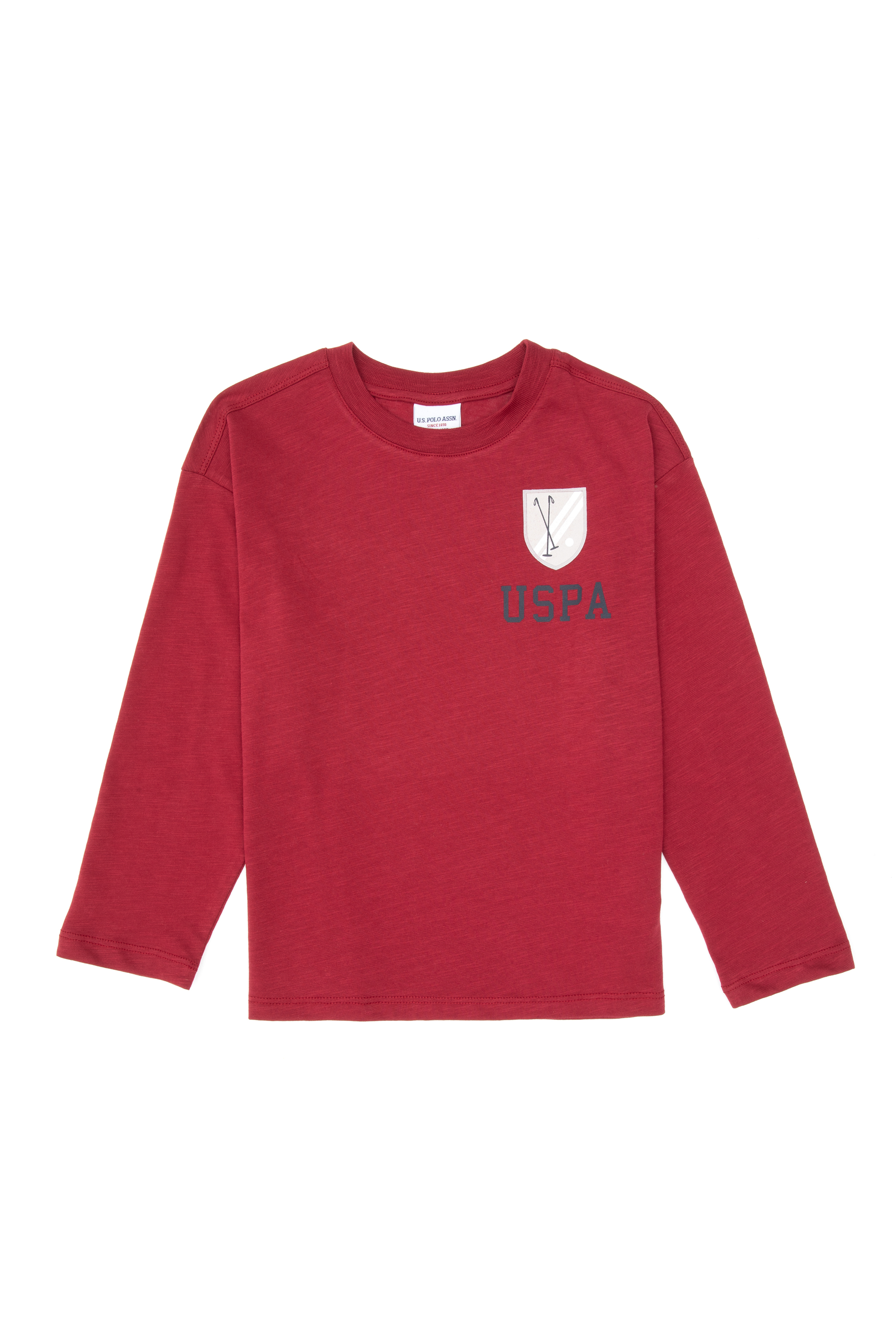 سویشرت یقه گرد قرمز ریلکس پسرانه یو اس پولو | US POLO ASSN