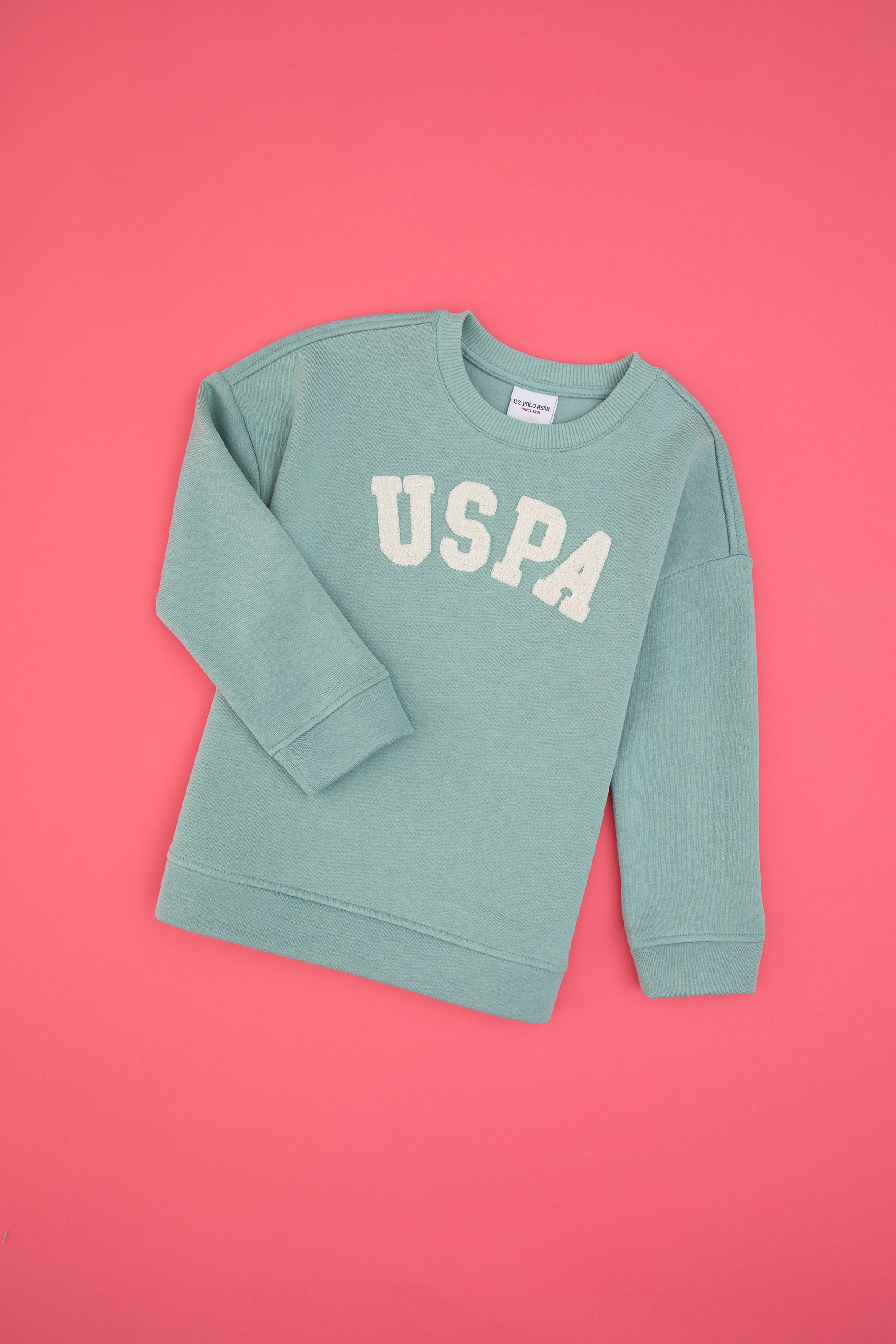 سویشرت یقه گرد نعناعی ریلکس دخترانه یو اس پولو | US POLO ASSN
