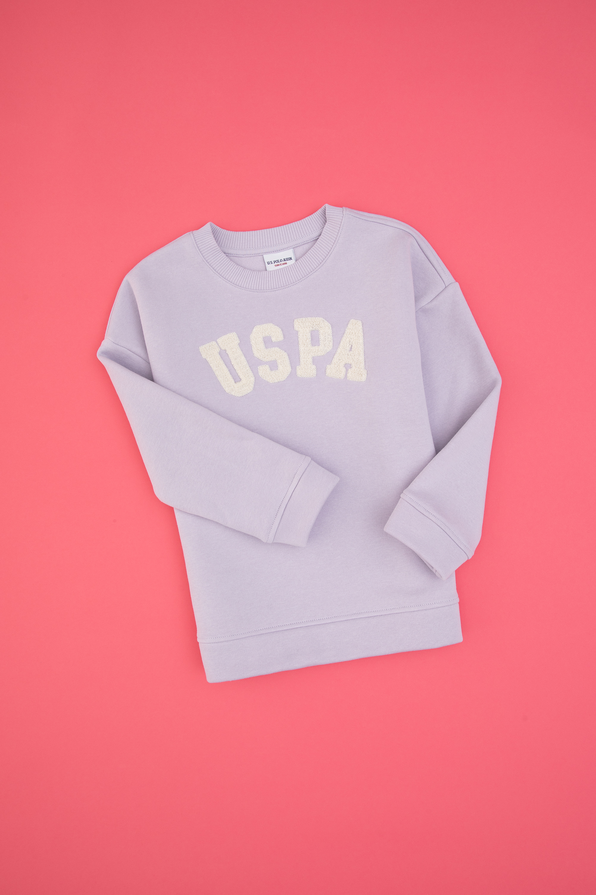 سویشرت یقه گرد یاسی ریلکس دخترانه یو اس پولو | US POLO ASSN