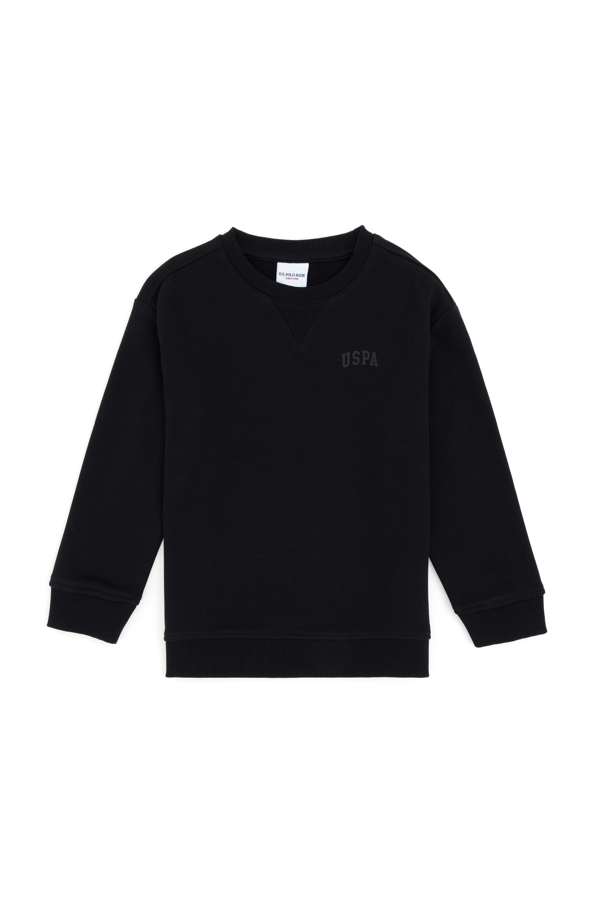 سویشرت یقه گرد بیسیک سیاه ریلکس پسرانه یو اس پولو | US POLO ASSN