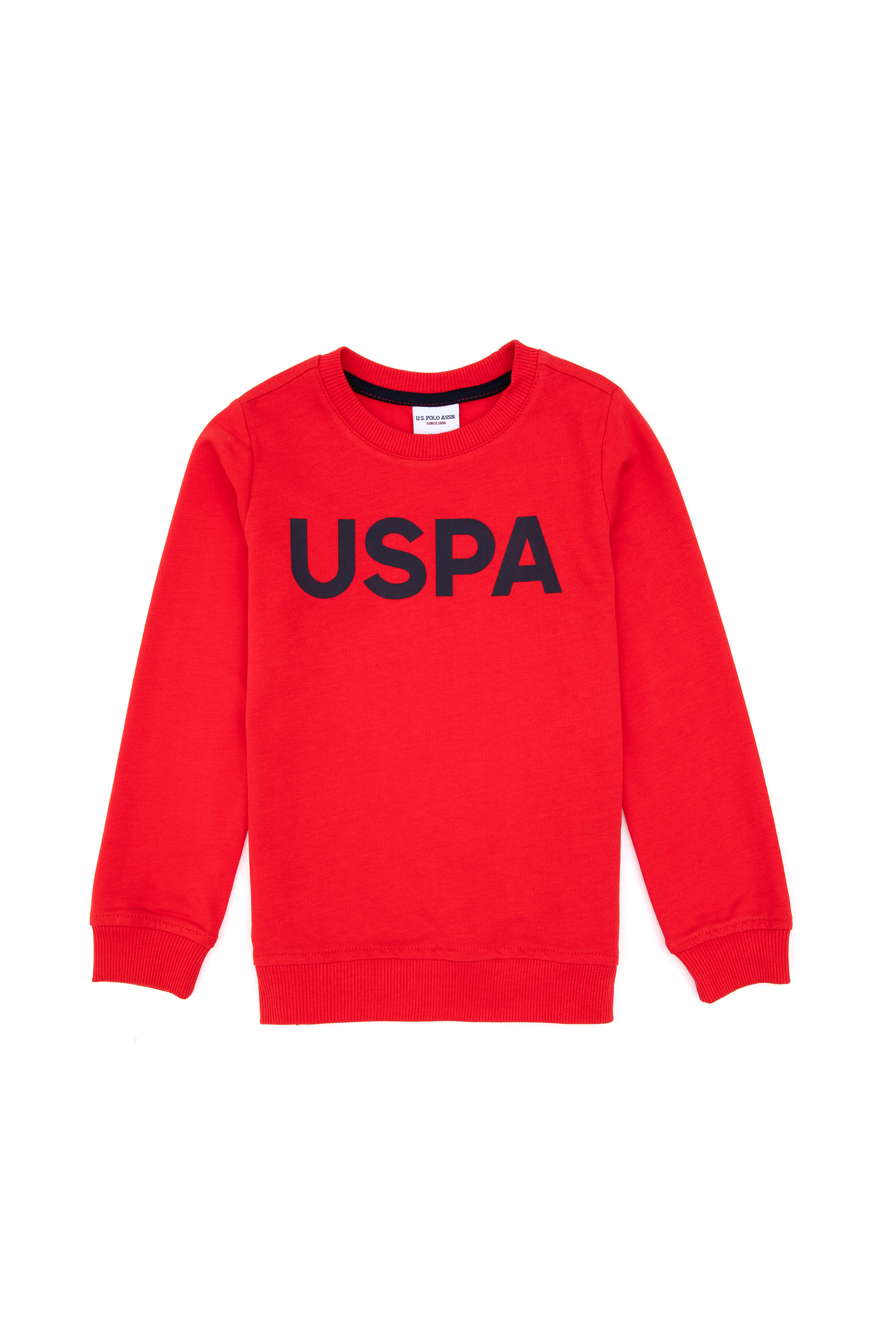 سویشرت یقه گرد بیسیک قرمز رگولار پسرانه یو اس پولو | US POLO ASSN