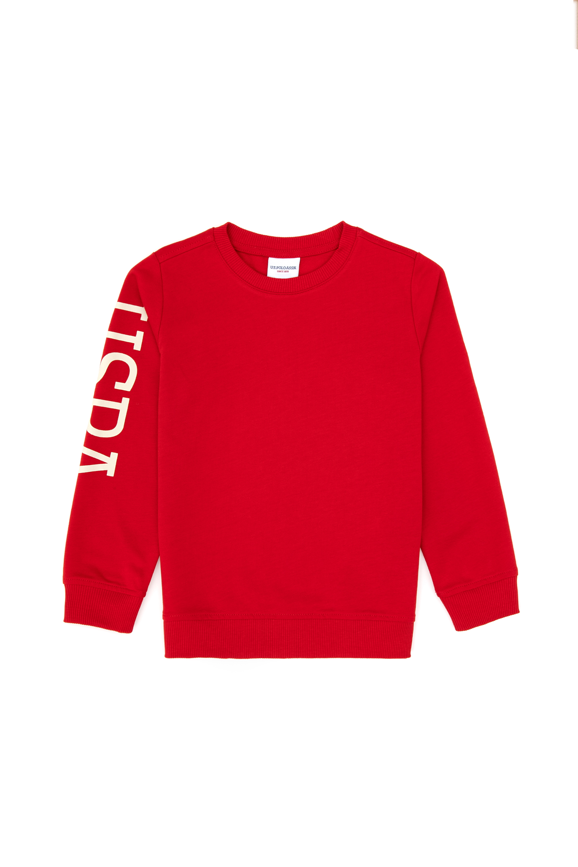 سویشرت یقه گرد بیسیک قرمز رگولار پسرانه یو اس پولو | US POLO ASSN