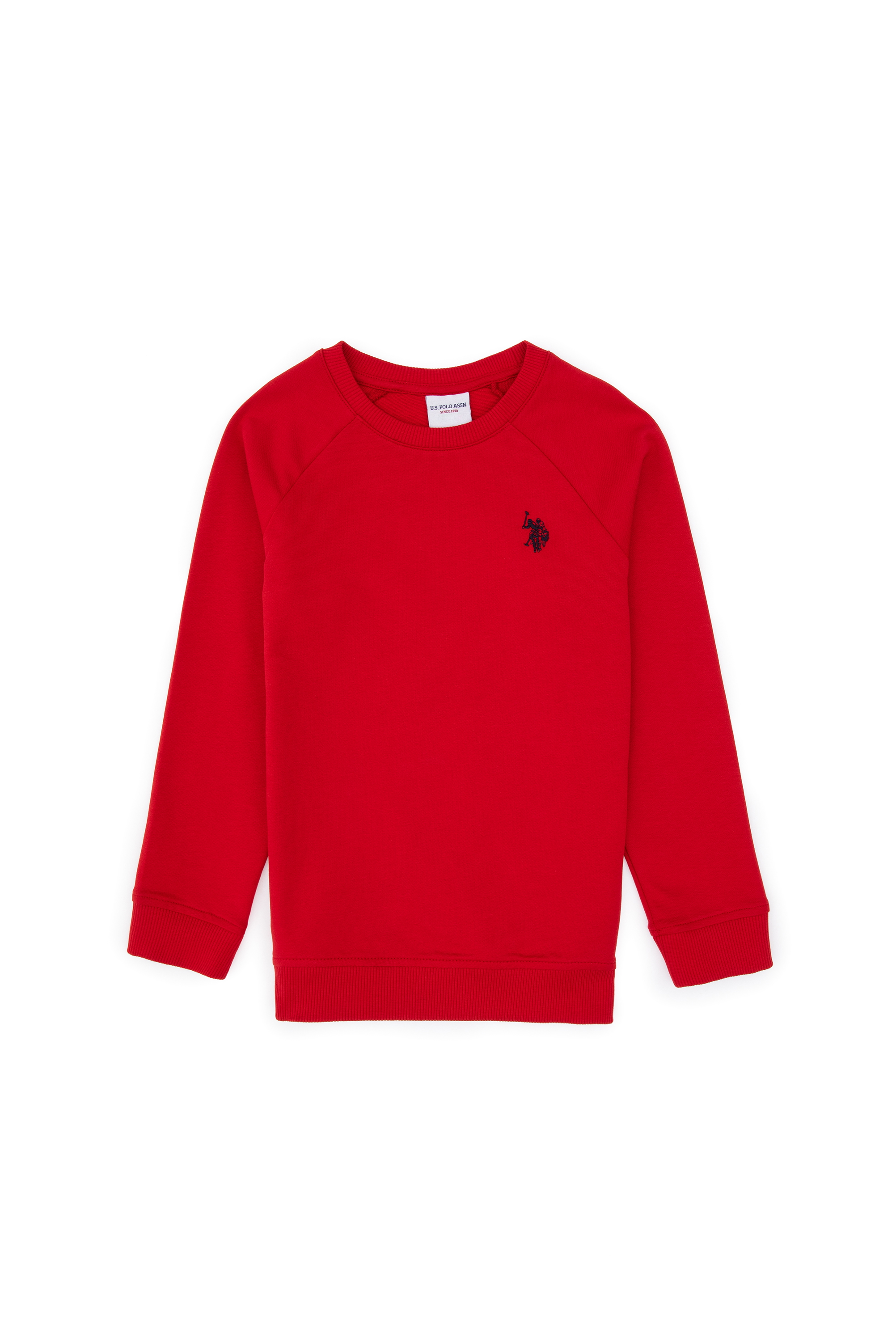 سویشرت یقه گرد بیسیک قرمز رگولار پسرانه یو اس پولو | US POLO ASSN