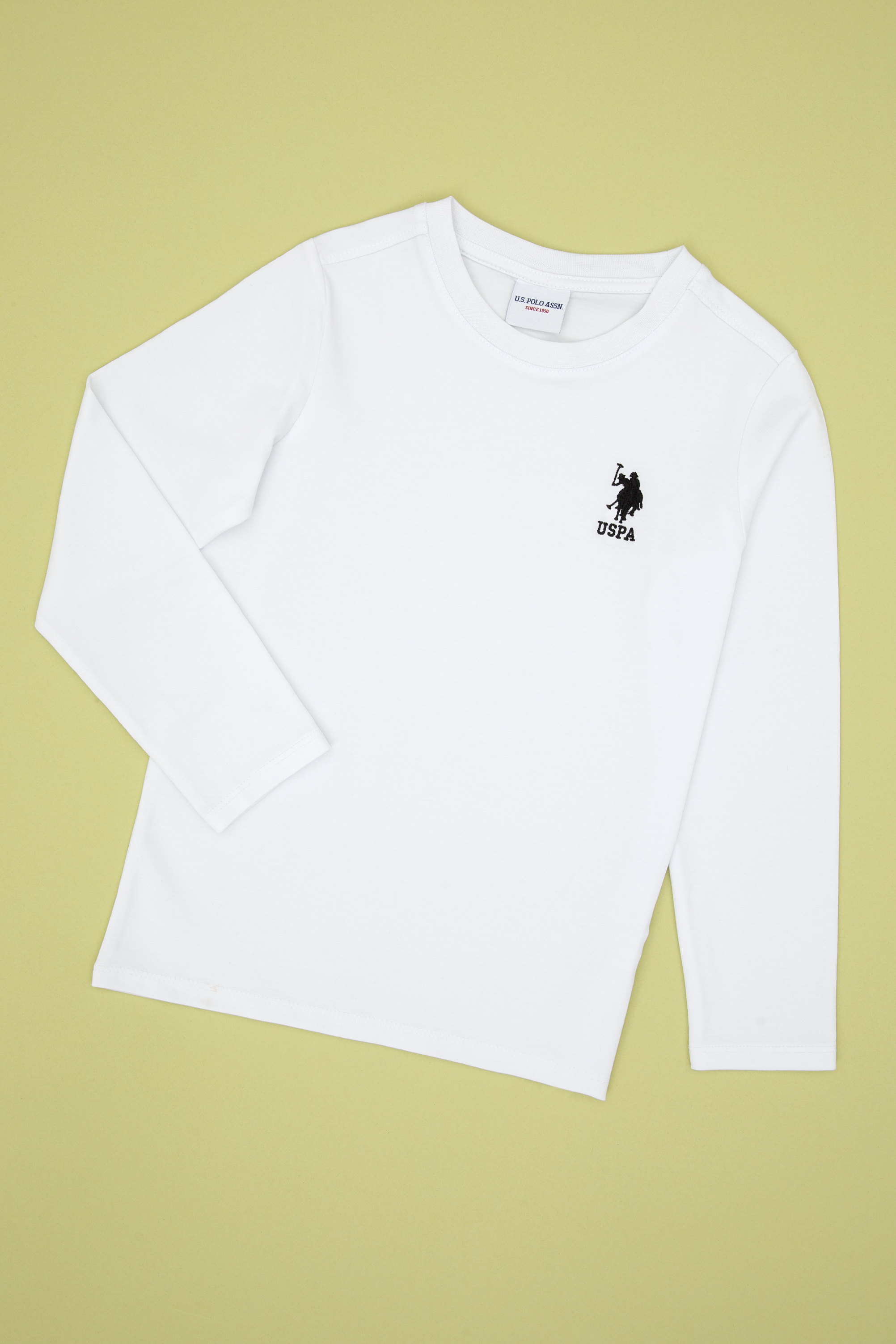 سویشرت یقه گرد بیسیک سفید رگولار پسرانه یو اس پولو | US POLO ASSN