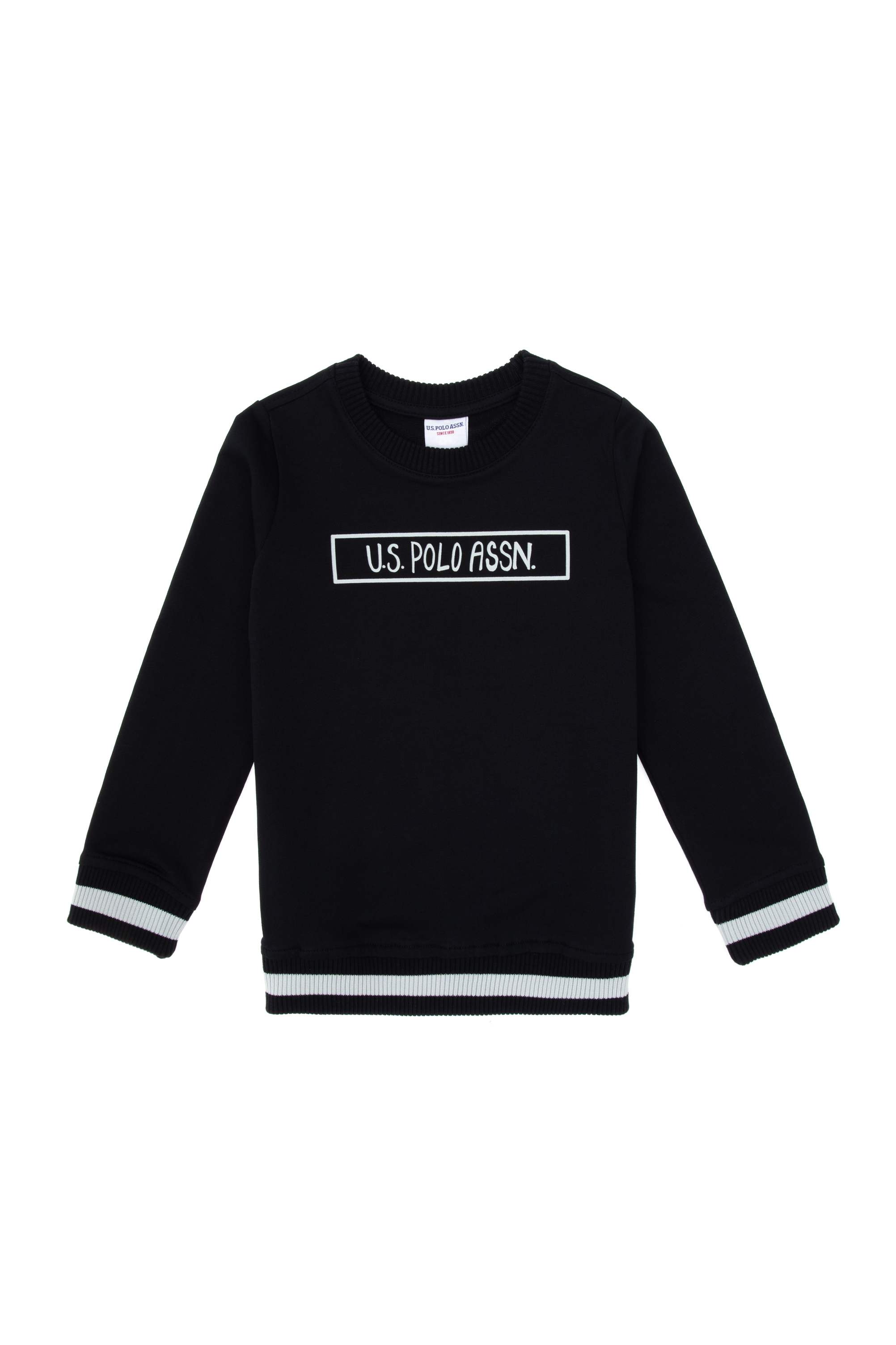 سویشرت یقه گرد بیسیک سیاه رگولار پسرانه یو اس پولو | US POLO ASSN