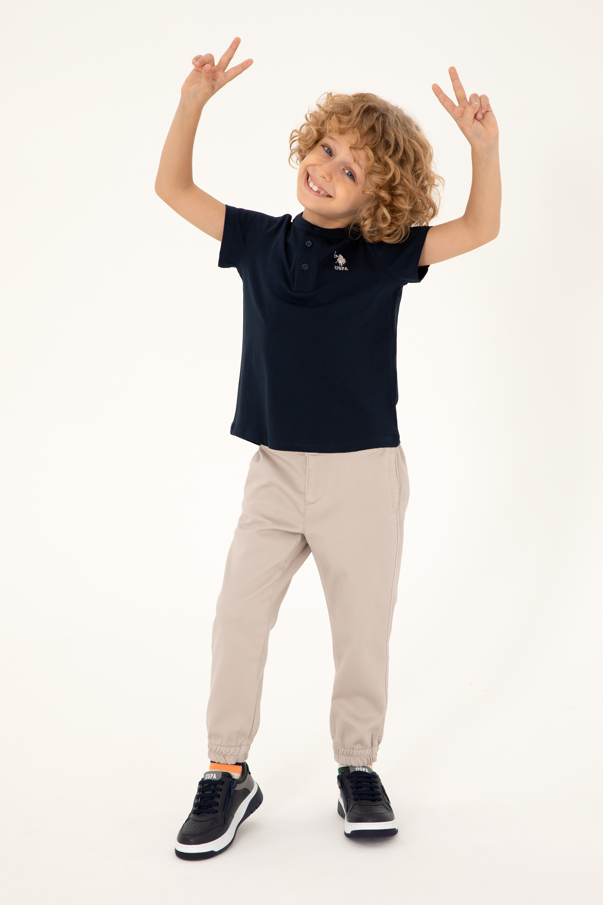 شلوار کانواس خاکستری جاگر پسرانه یو اس پولو | US POLO ASSN