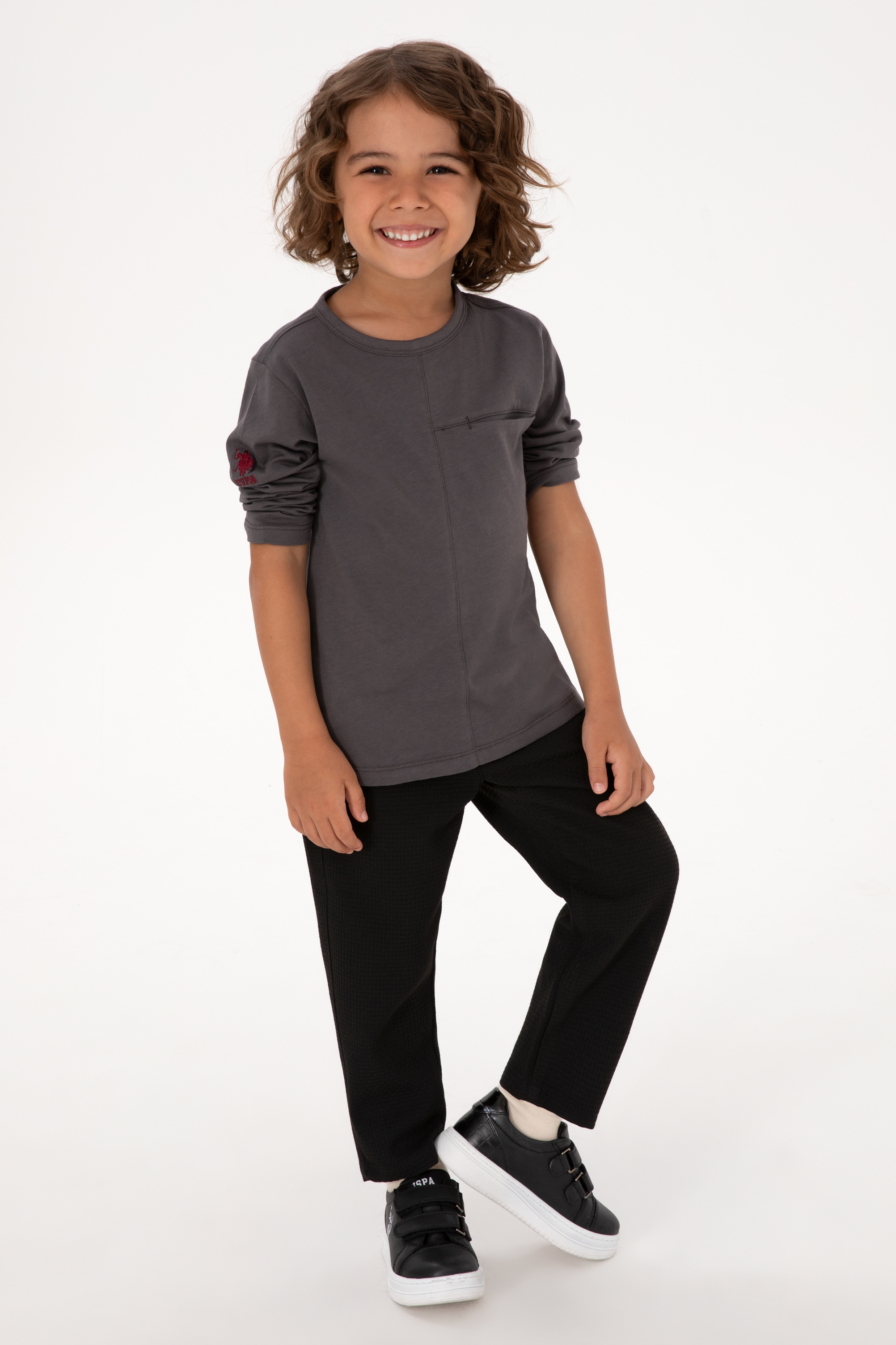 شلوار کانواس سیاه هویجی پسرانه یو اس پولو | US POLO ASSN