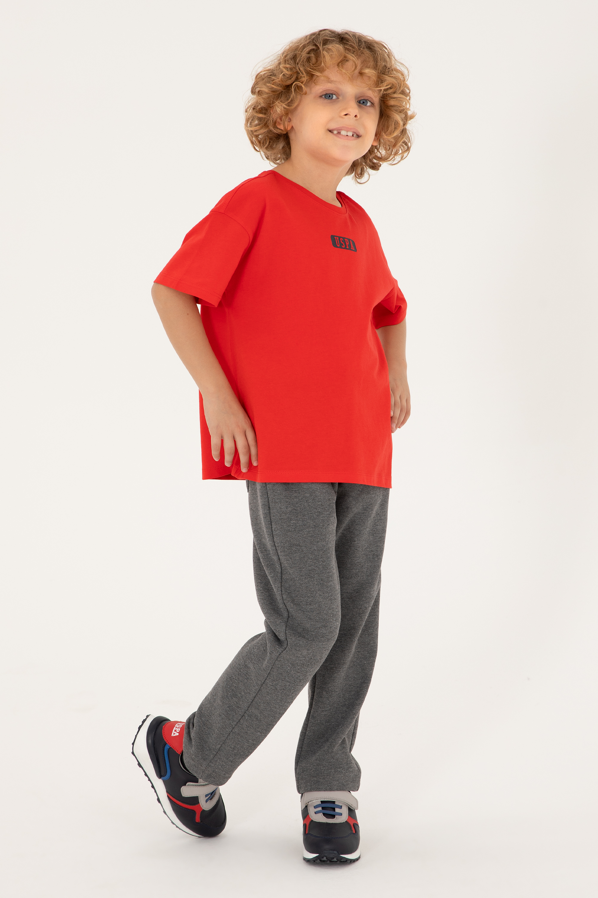 شلوار ورزشی زغالی ملانژ رگولار پسرانه یو اس پولو | US POLO ASSN