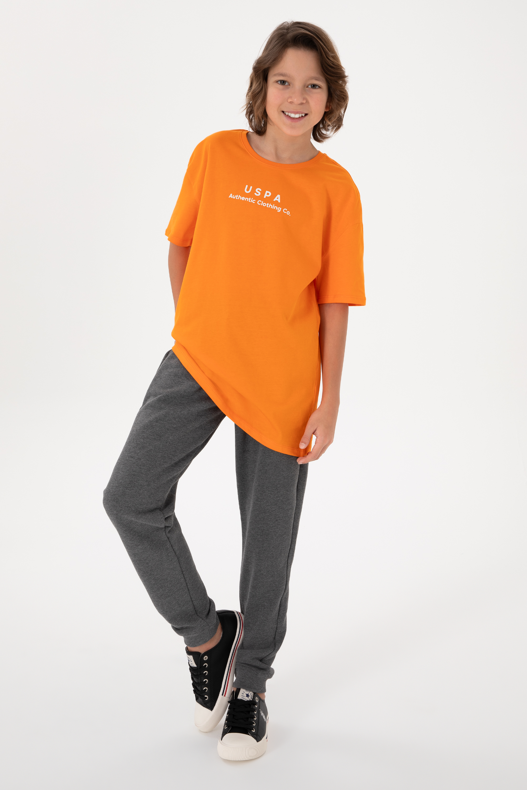 شلوار ورزشی زغالی ملانژ رگولار پسرانه یو اس پولو | US POLO ASSN