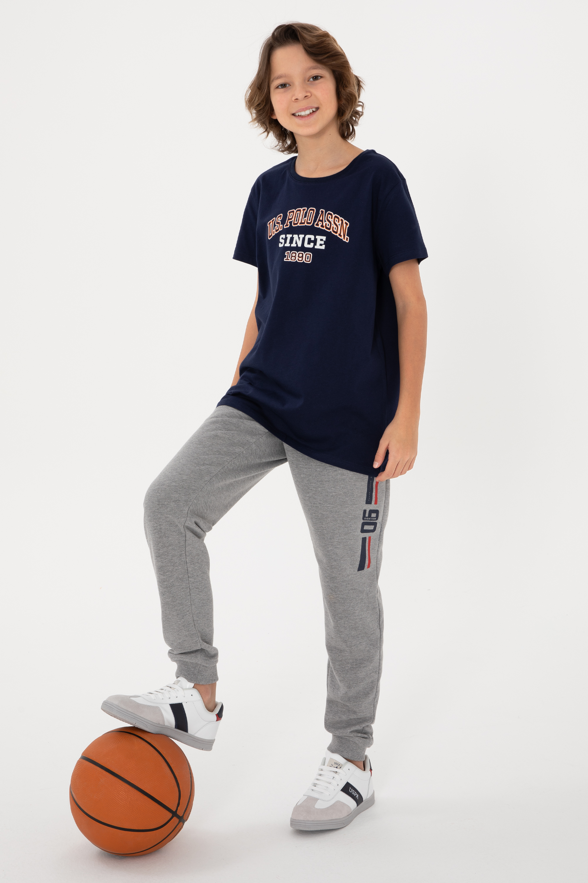 شلوار ورزشی خاکستری ملانژ رگولار پسرانه یو اس پولو | US POLO ASSN