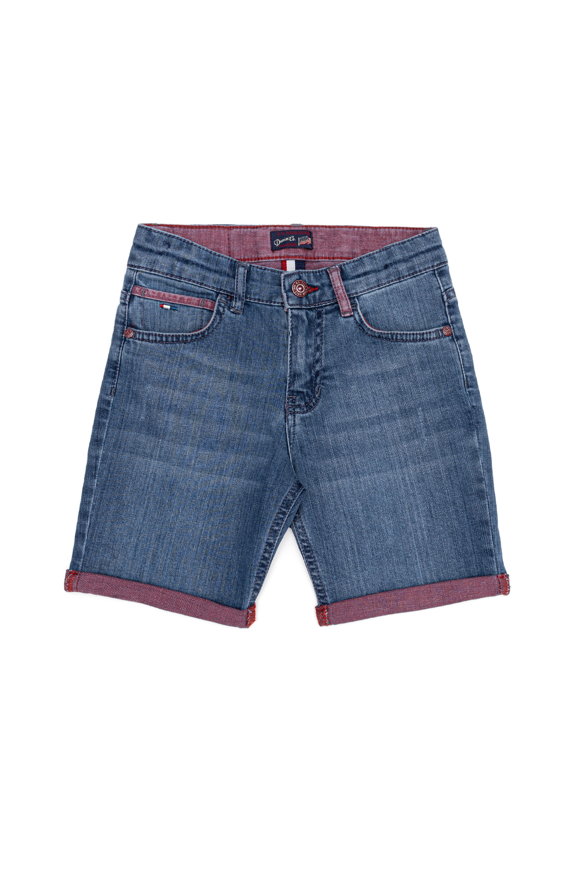 شلوارک جین قرمز بیسیک پسرانه یو اس پولو | US POLO ASSN