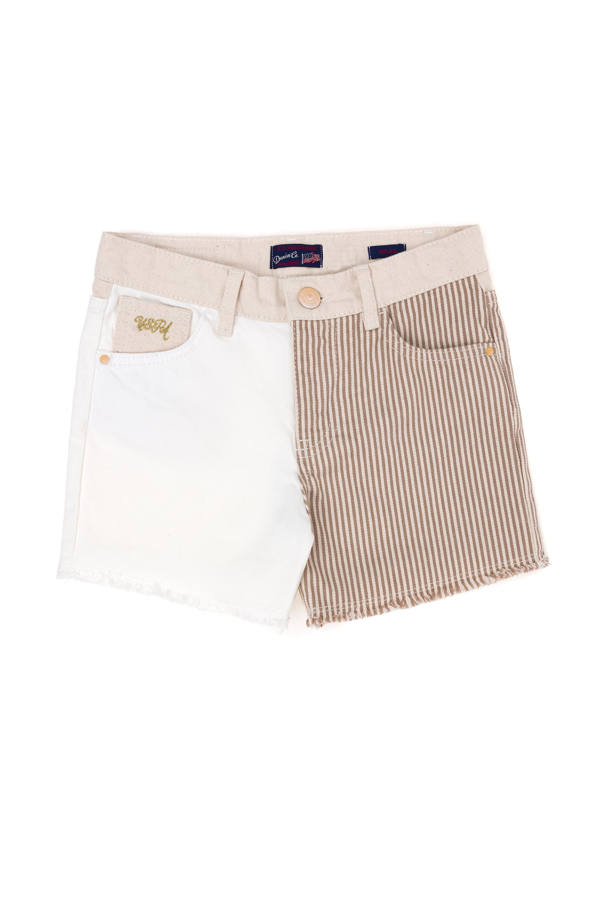 شلوارک جین سفید ریلکس دخترانه یو اس پولو | US POLO ASSN