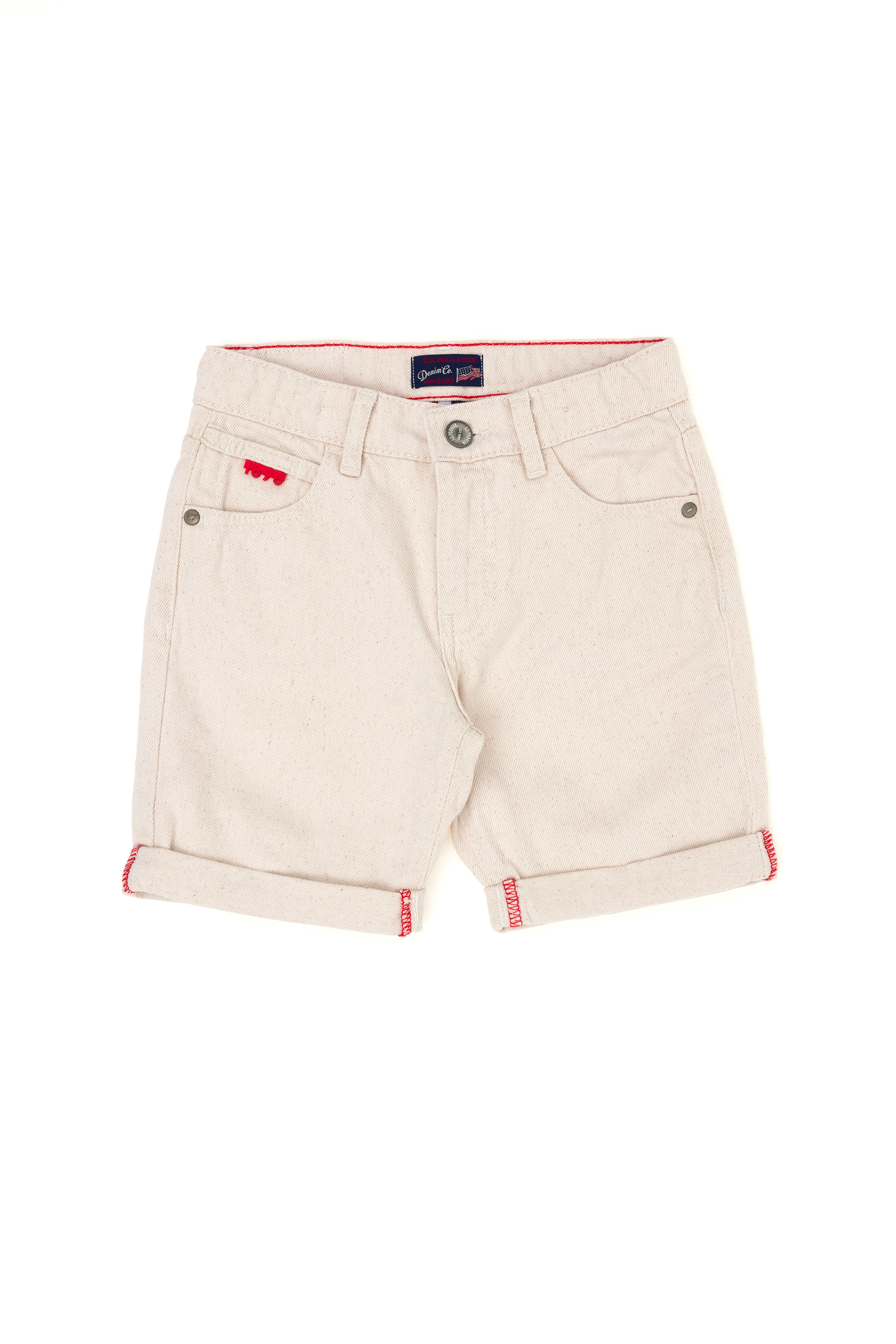 شلوارک جین بژ اندامی پسرانه یو اس پولو | US POLO ASSN