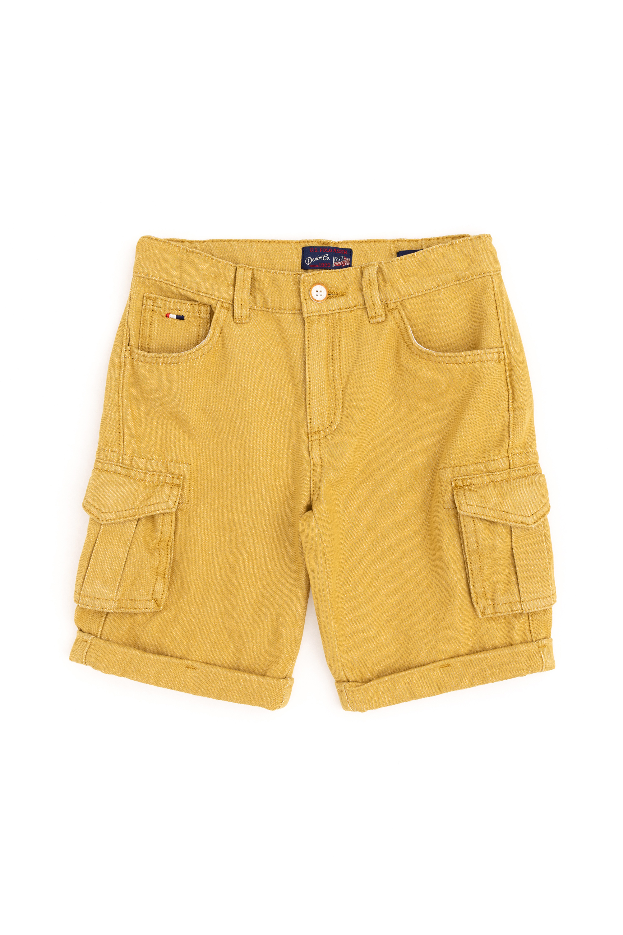 شلوارک جین زعفرانی ریلکس پسرانه یو اس پولو | US POLO ASSN