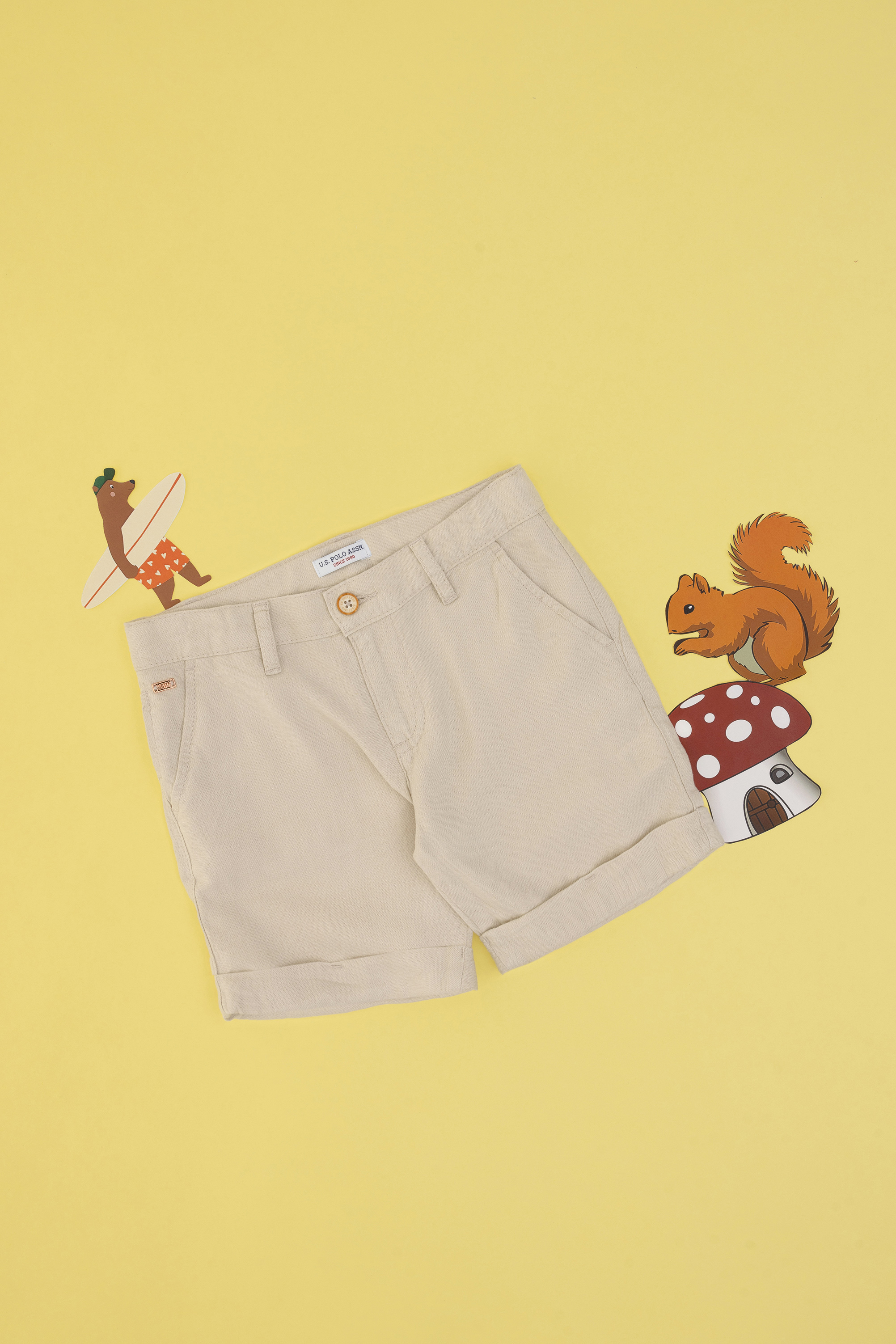 شلوارک خاکستری ریلکس پسرانه یو اس پولو | US POLO ASSN