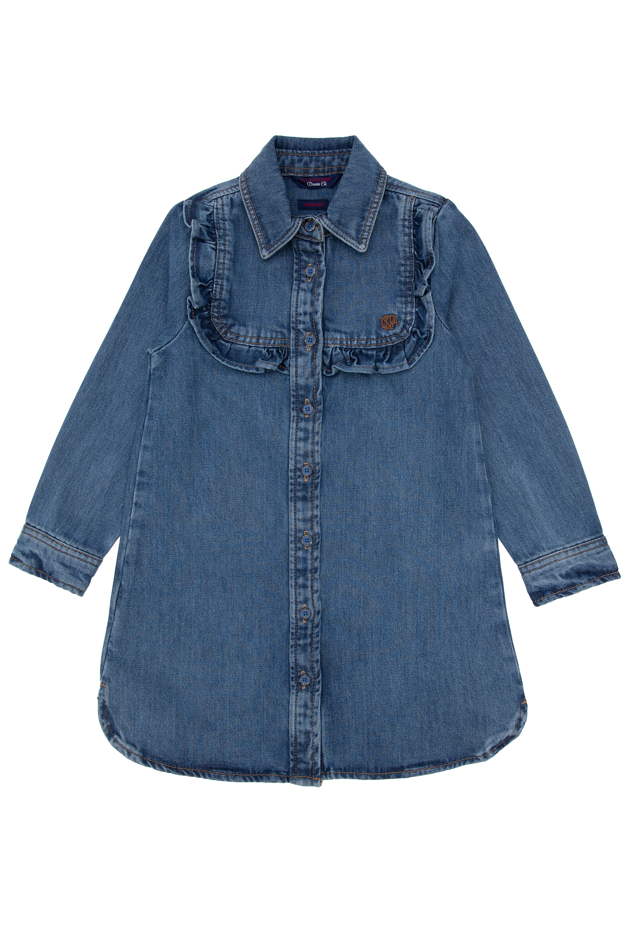 لباس جین بلند آبی رگولار دخترانه یو اس پولو | US POLO ASSN