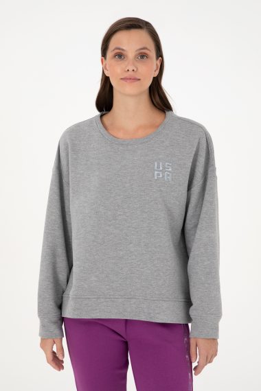 سویشرت خاکستری ملانژ Oversize زنانه یو اس پولو | US POLO ASSN