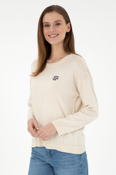 بافت  سفید ملانژ  ریلکس  زنانه یو اس پولو | US POLO ASSN