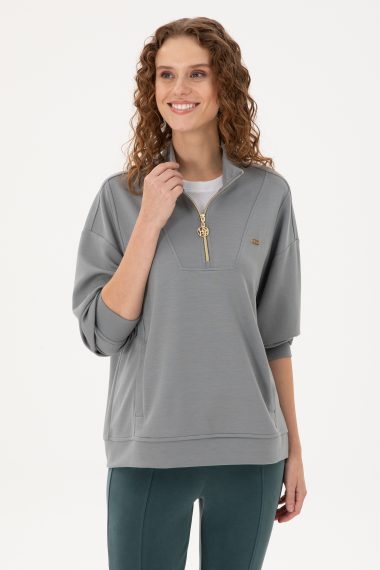 سویشرت  خاکستری ملانژ  Oversize  زنانه یو اس پولو | US POLO ASSN