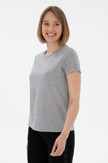 تی شرت یقه گرد  خاکستری ملانژ  رگولار  زنانه یو اس پولو | US POLO ASSN