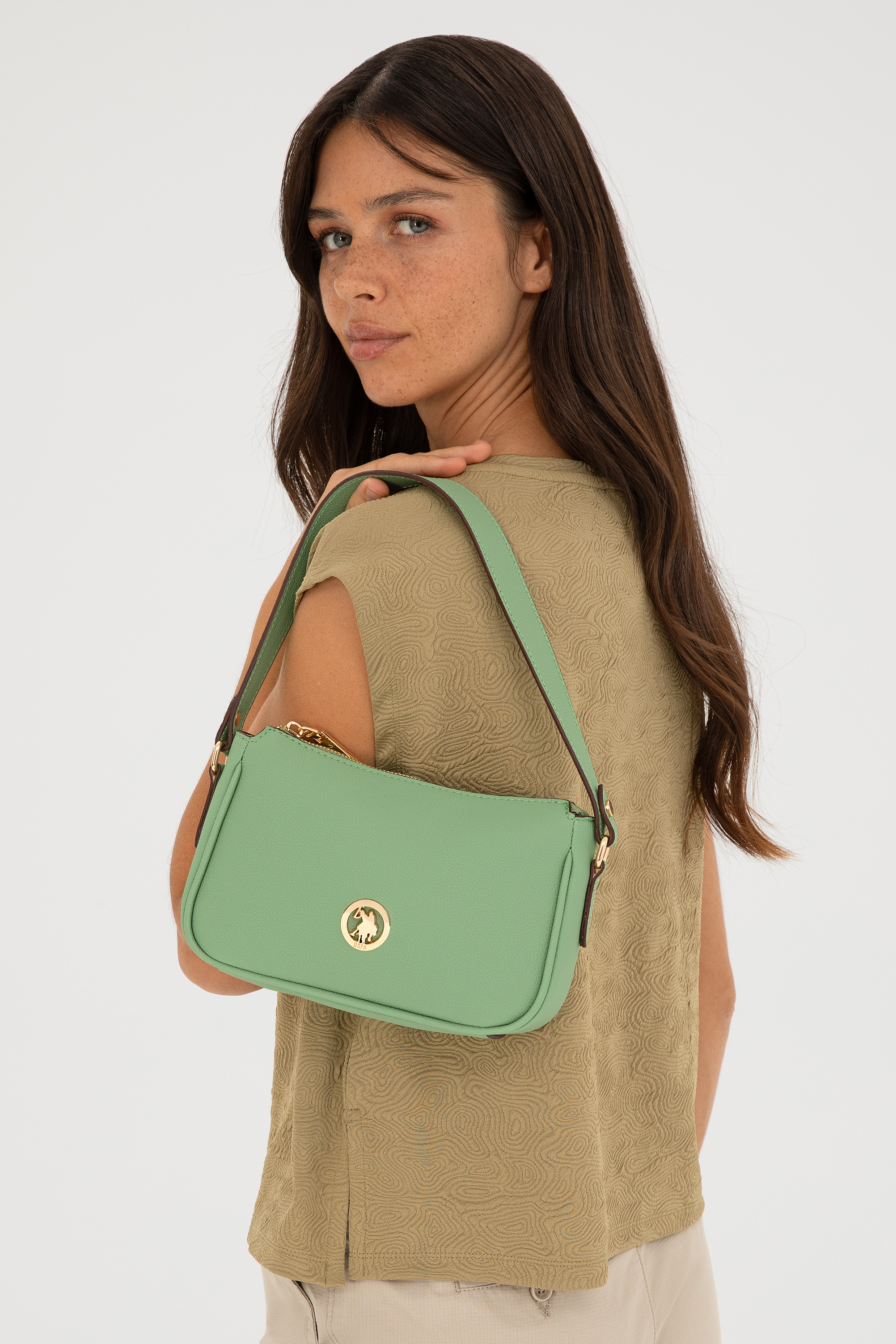 کیف رودوشی سبز استاندارد فیت زنانه یو اس پولو | US POLO ASSN