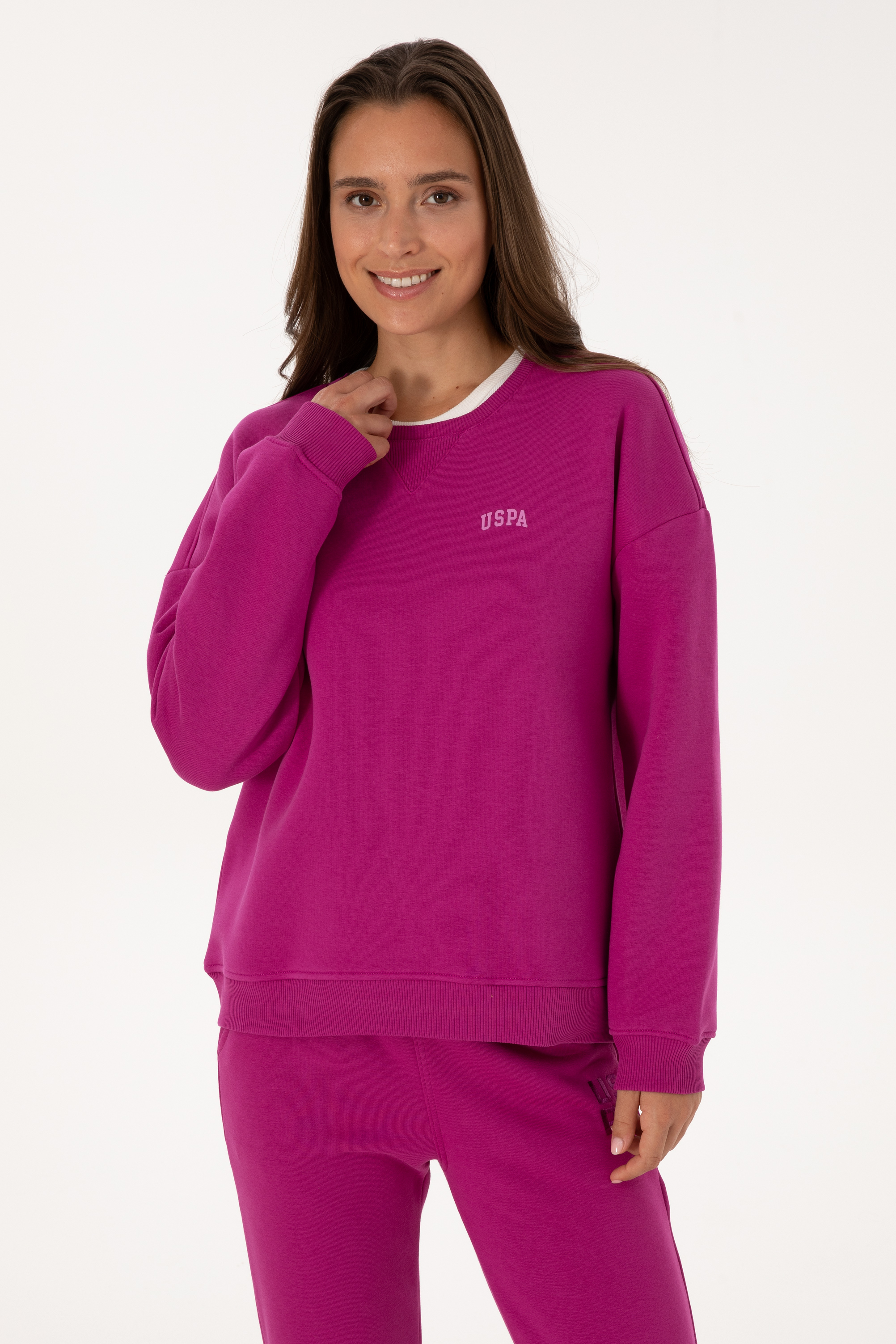 سویشرت ارغوانی Oversize زنانه یو اس پولو | US POLO ASSN