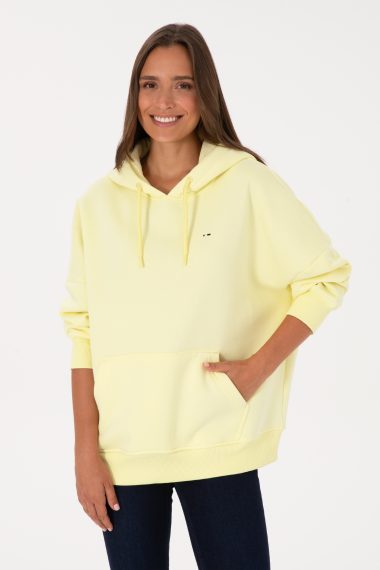 سویشرت هودی  زرد  Oversize  زنانه یو اس پولو | US POLO ASSN