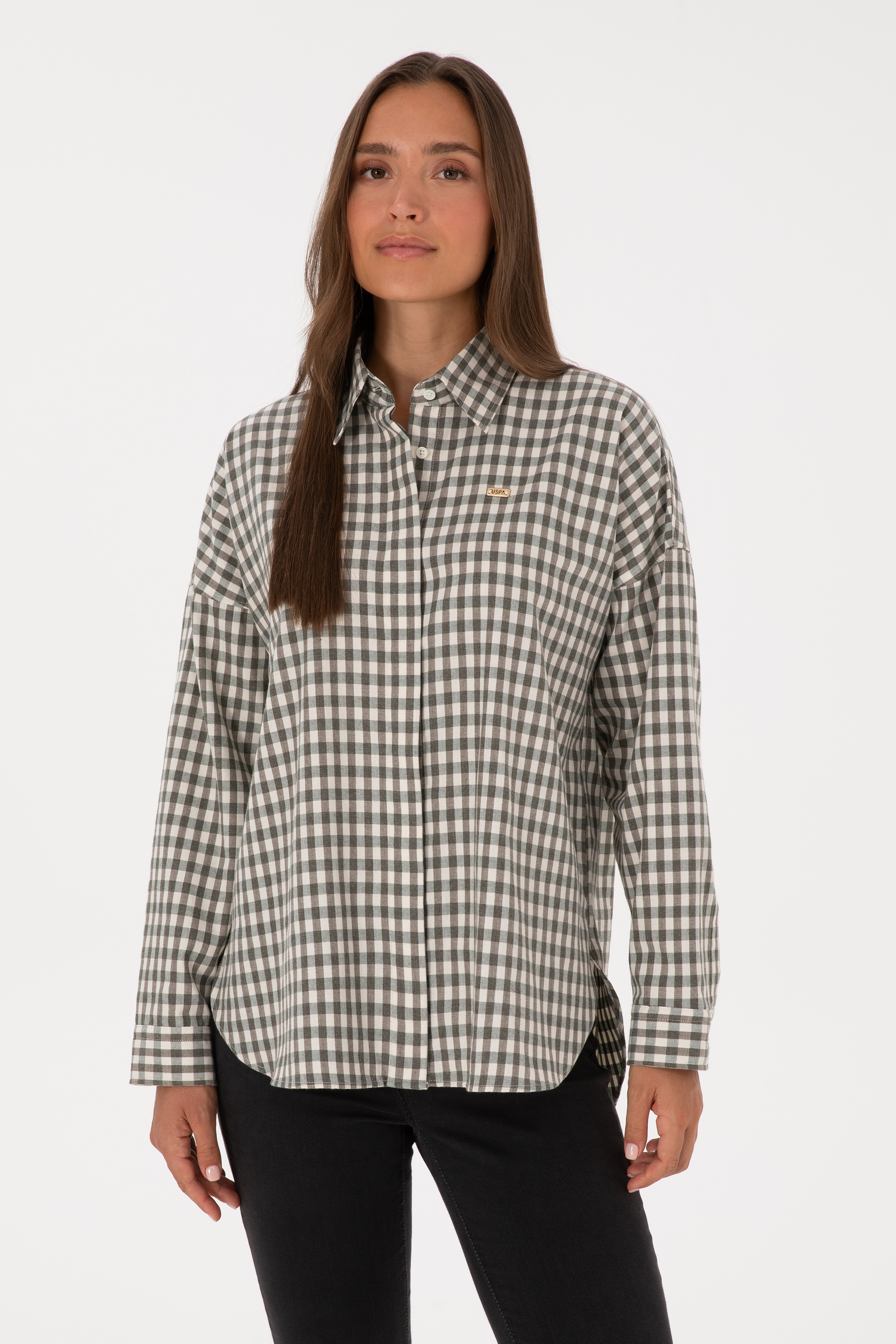 پیراهن سبز تیره ریلکس زنانه یو اس پولو | US POLO ASSN
