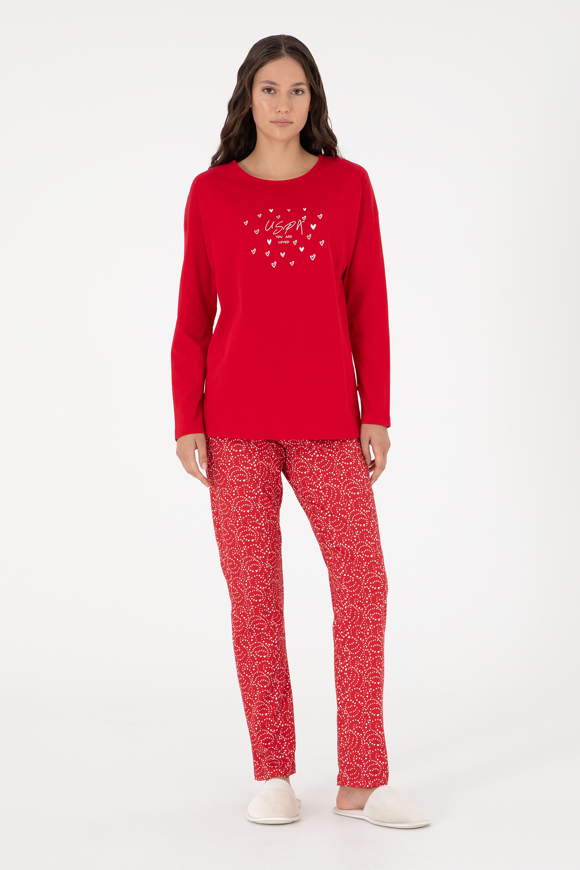 ست پیژامه قرمز استاندارد فیت زنانه یو اس پولو | US POLO ASSN