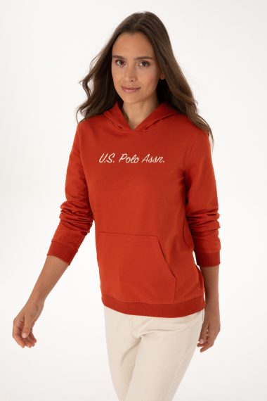 سویشرت هودی  آجری  رگولار  زنانه یو اس پولو | US POLO ASSN
