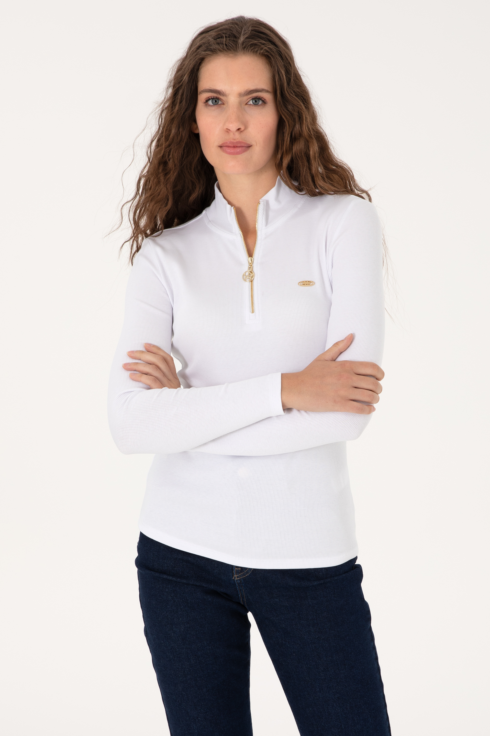 سویشرت سفید اندامی زنانه یو اس پولو | US POLO ASSN
