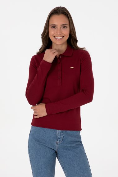 سویشرت  بورگاندی  اندامی  زنانه یو اس پولو | US POLO ASSN