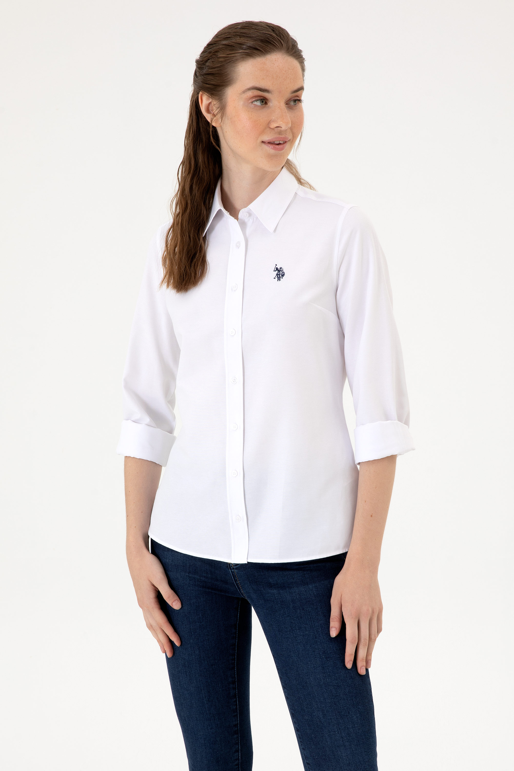 پیراهن سفید اندامی زنانه یو اس پولو | US POLO ASSN
