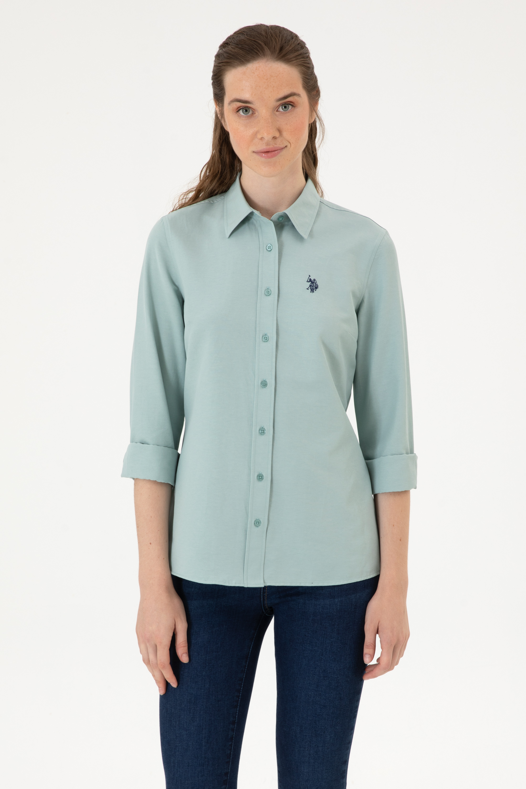 پیراهن نعناعی اندامی زنانه یو اس پولو | US POLO ASSN