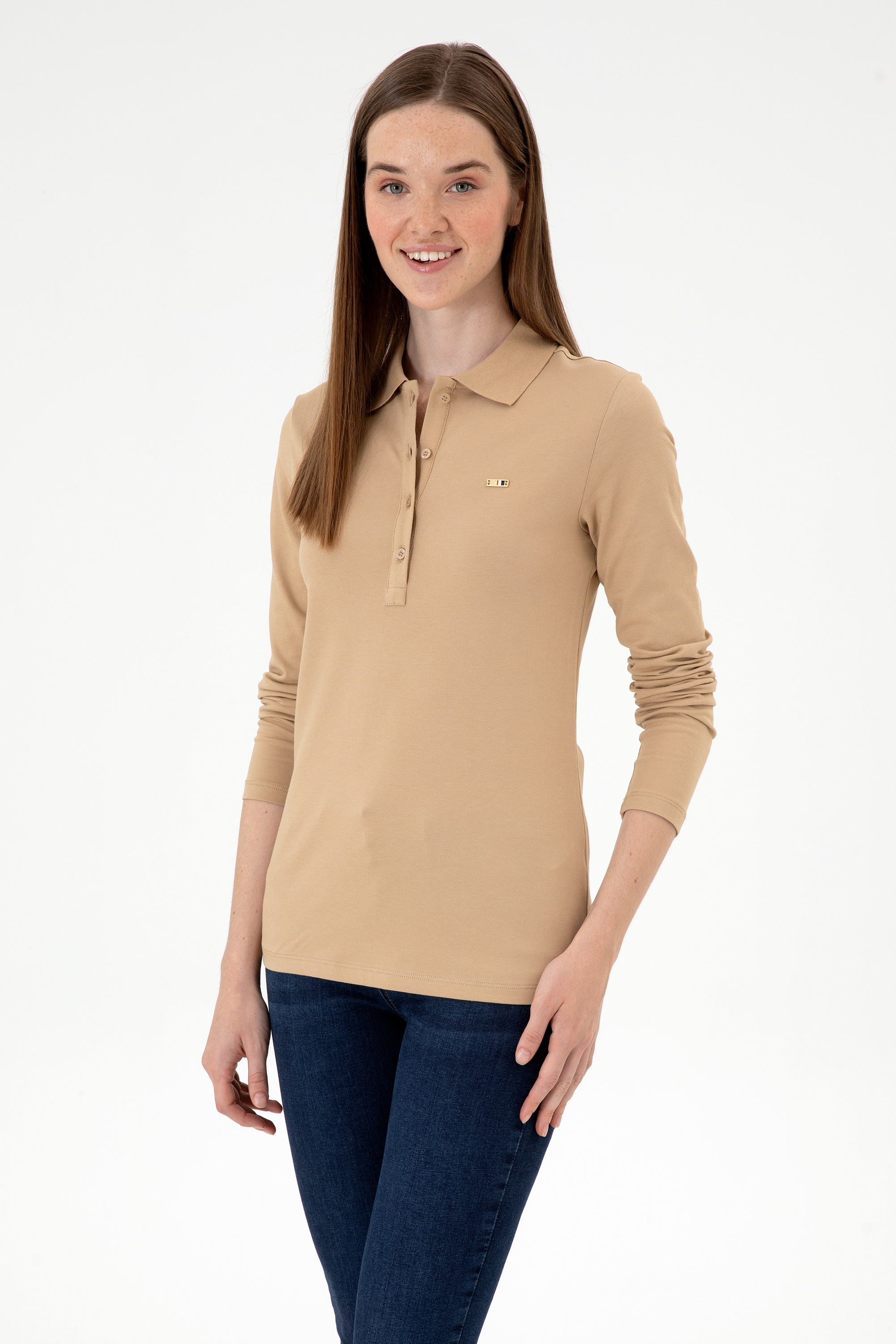 سویشرت کرمی اندامی زنانه یو اس پولو | US POLO ASSN