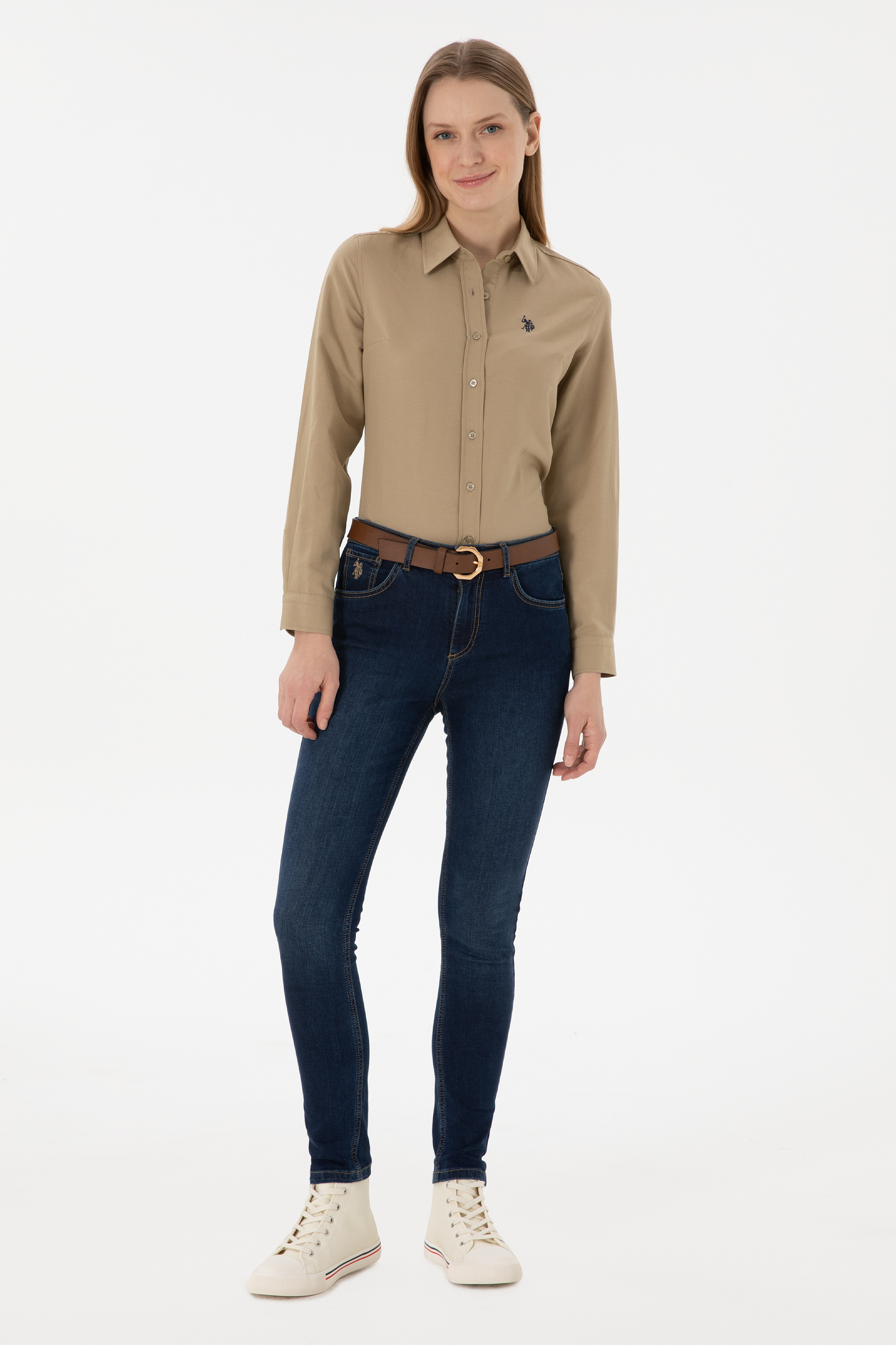 شلوار جین آبی اسکینی زنانه یو اس پولو | US POLO ASSN