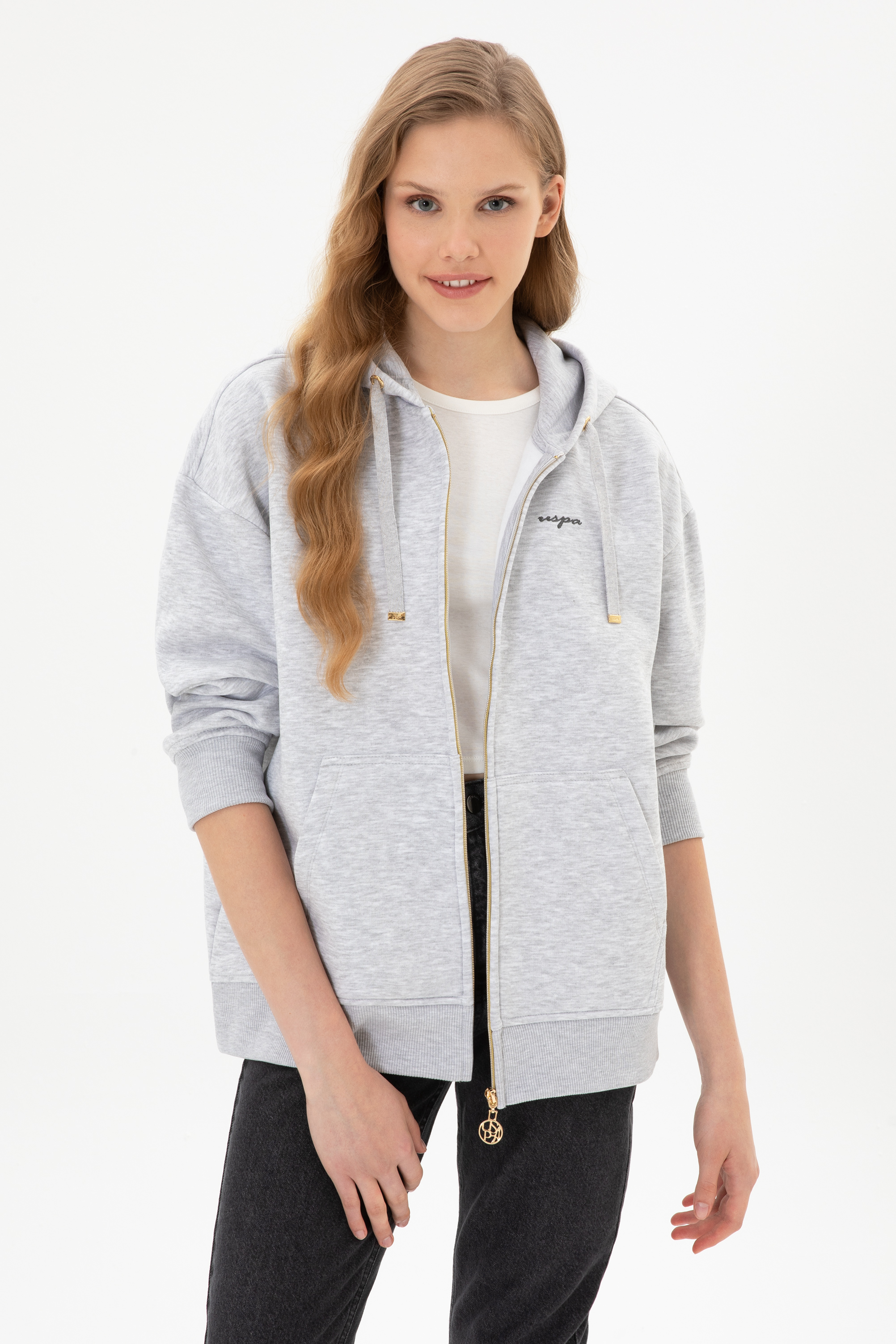 سویشرت خاکستری روشن Oversize زنانه یو اس پولو | US POLO ASSN