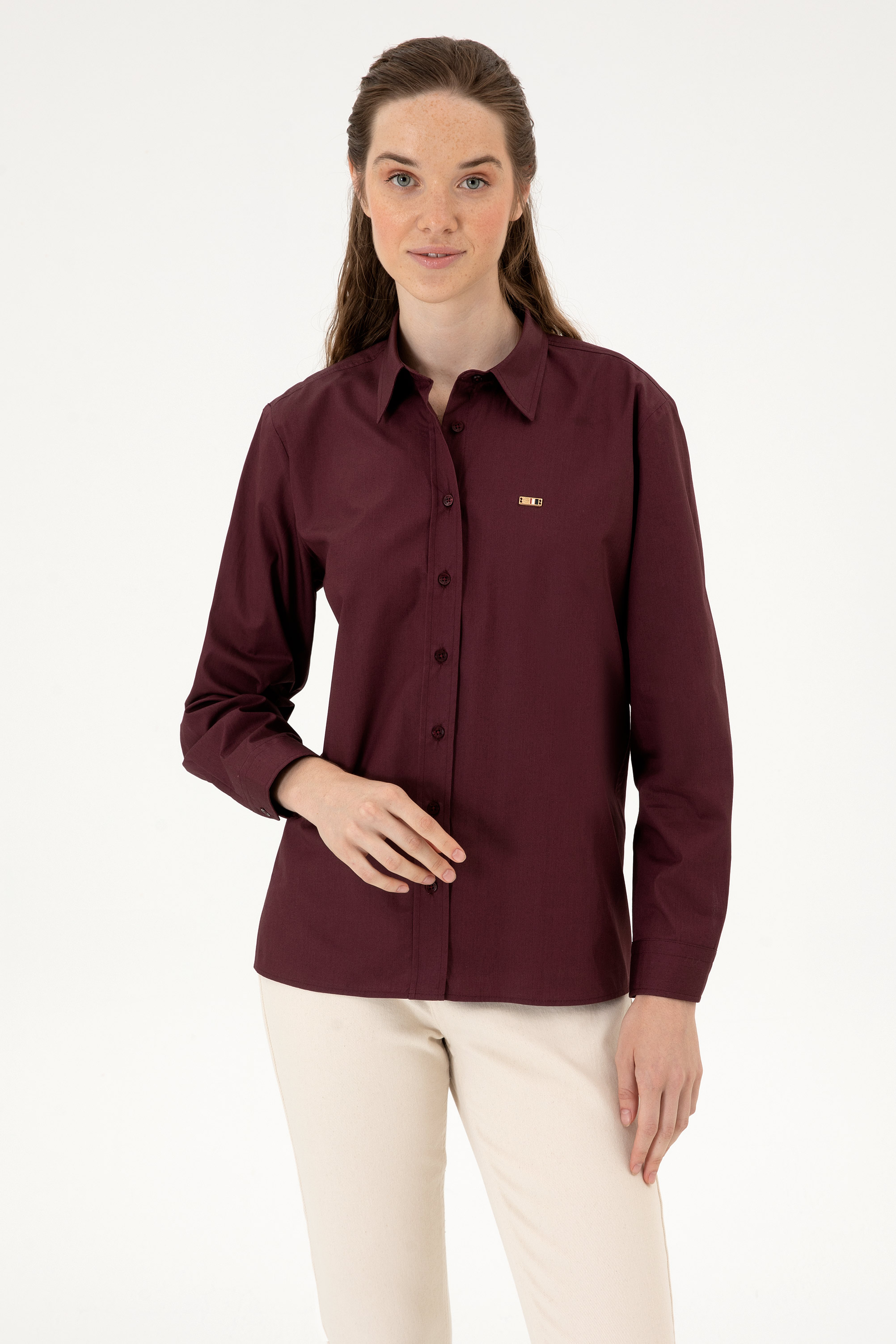 پیراهن آلبالویی ریلکس زنانه یو اس پولو | US POLO ASSN