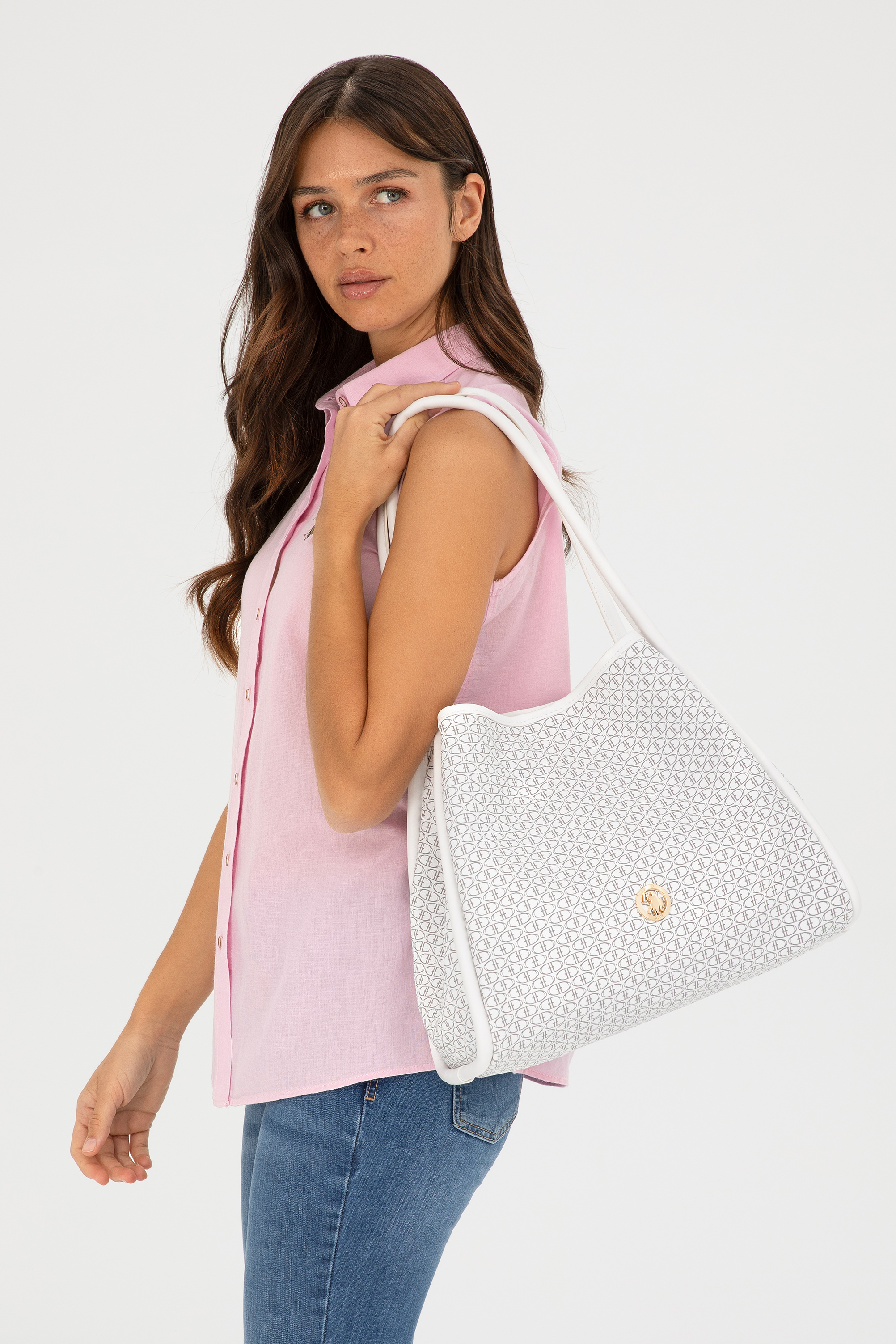 کیف رودوشی سفید استاندارد فیت زنانه یو اس پولو | US POLO ASSN