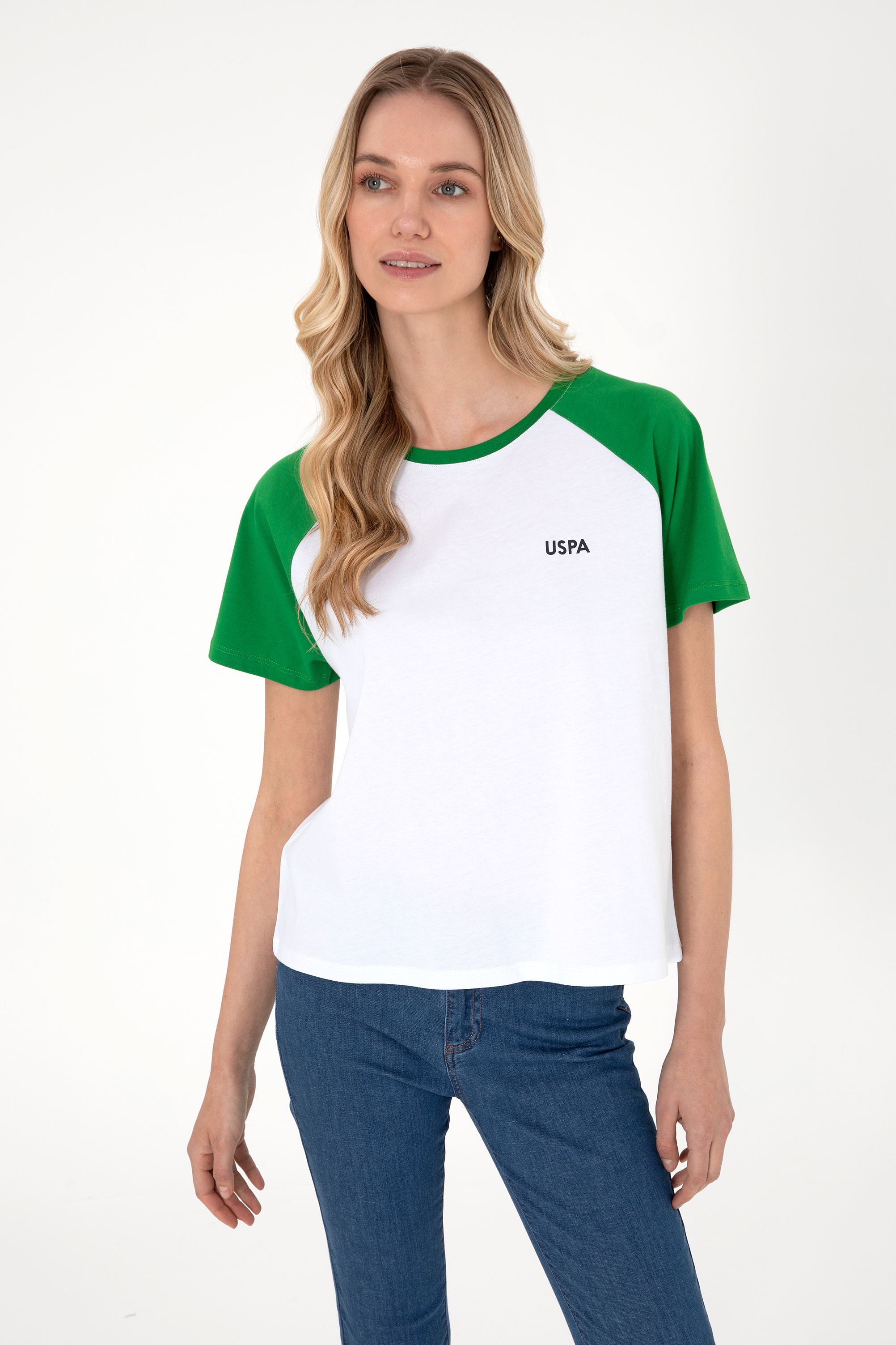 تی شرت یقه گرد سبز ریلکس زنانه یو اس پولو | US POLO ASSN