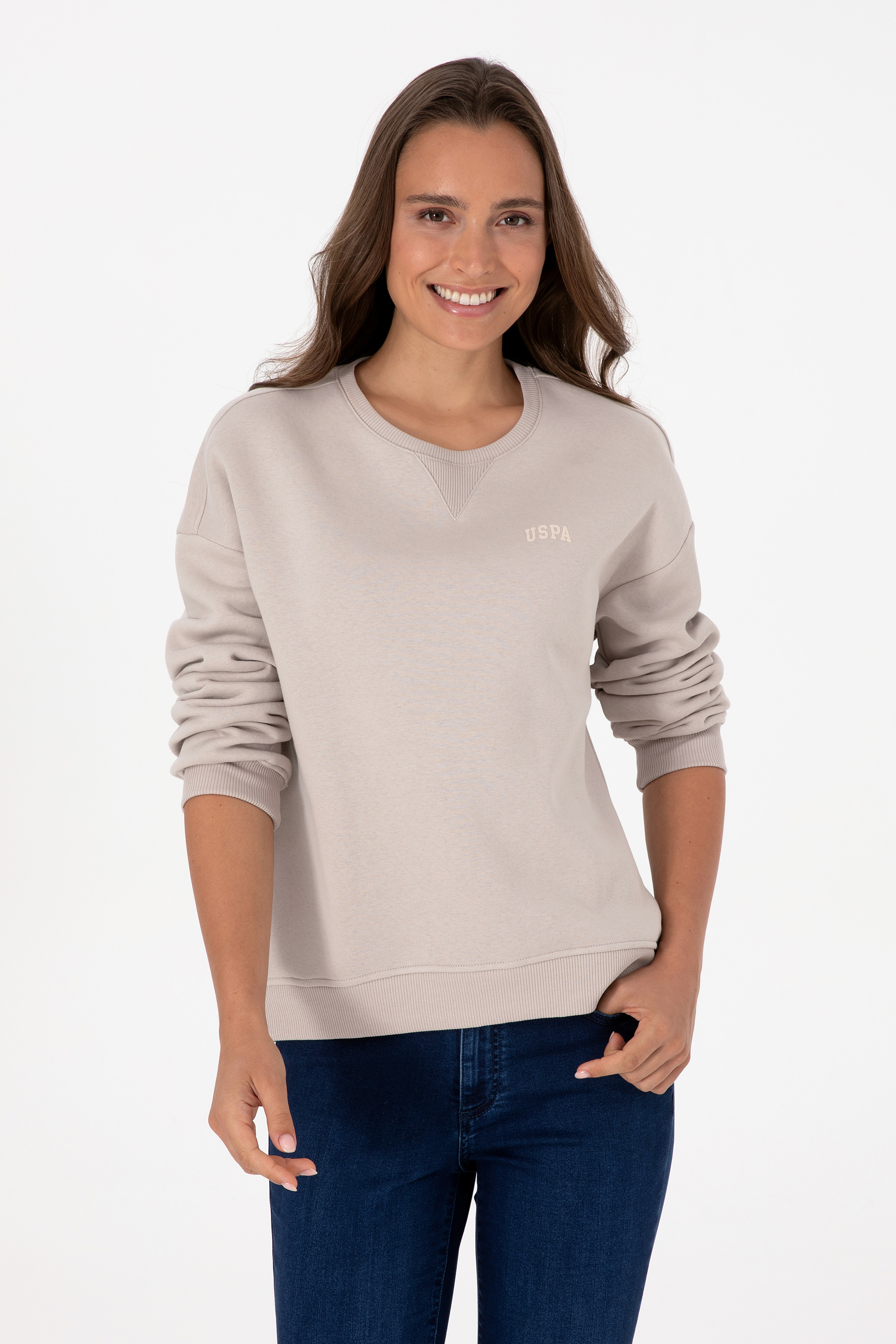سویشرت خاکستری Oversize زنانه یو اس پولو | US POLO ASSN